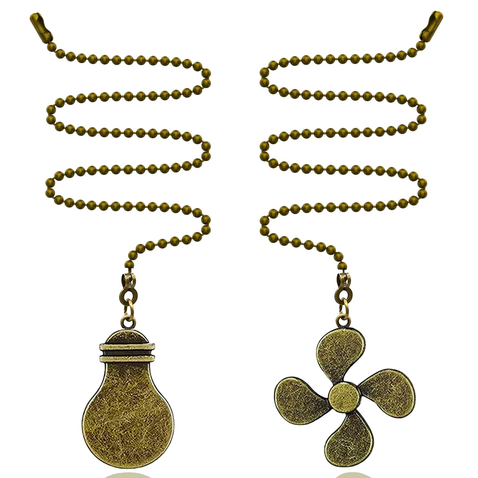Sur Ciel 2Pcs Ceiling Fan Pull Chain, Bulb And Fan Pattern Fan Pull Chain Extensions, Ceiling Fan Pull Chain Extender, Pull Chai