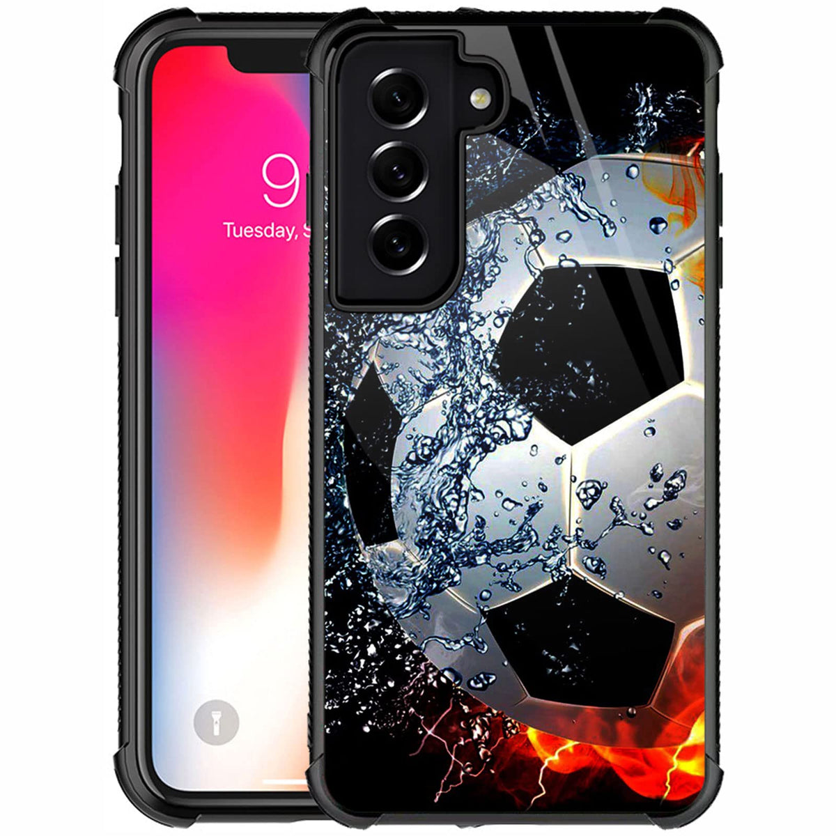 Carloca Compatible With Samsung Galaxy S21 Case,Sizzling Soccer Mate Pattern Design For Girl Boy Shockproof Anti Scratch Case Fo
