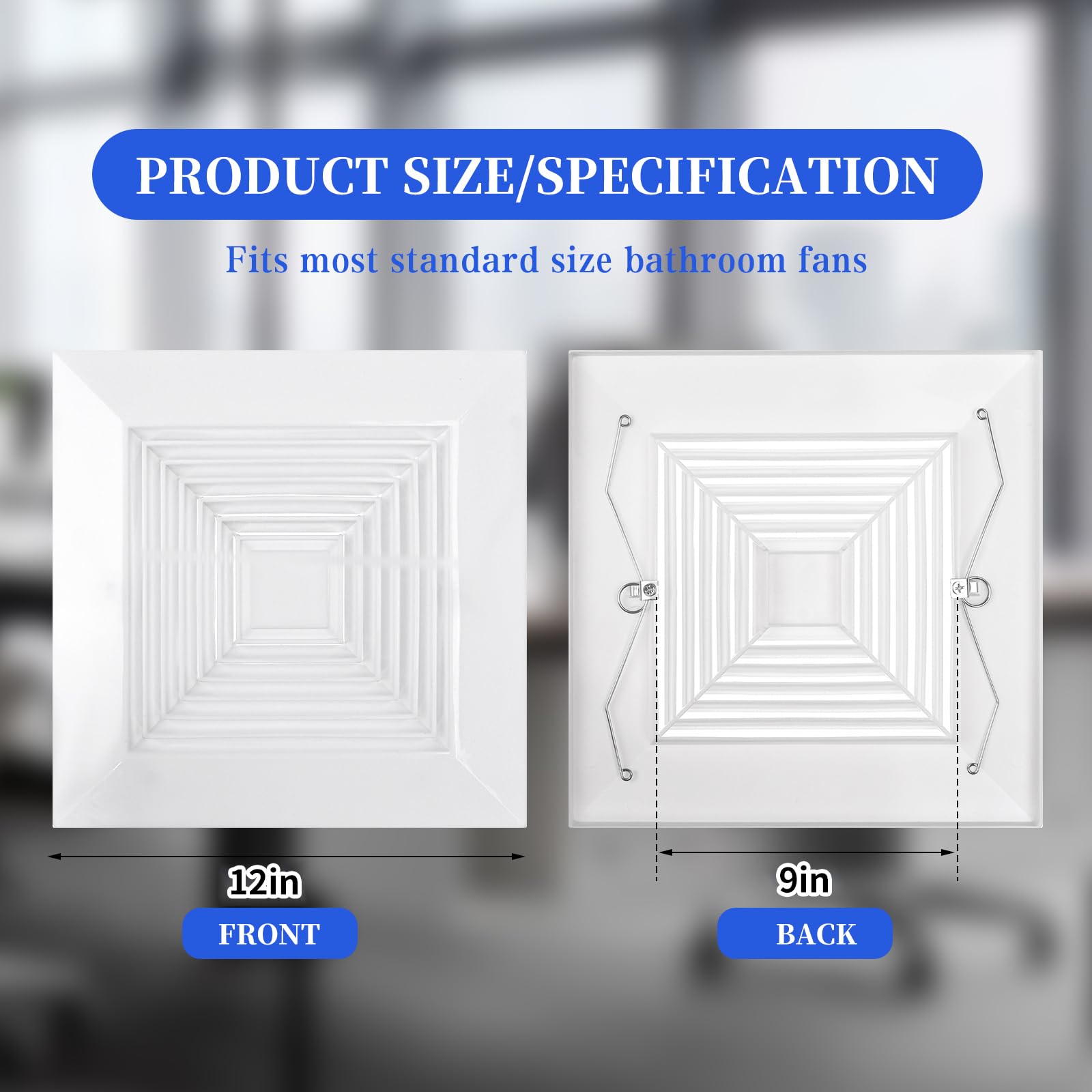 Mkhaslri 4 Pcs Exhaust Bathroom Ceiling Fan 12 X 12 Inch Grille With Springs Plastic Replacement Vent Cover Wall Mount Bathroom