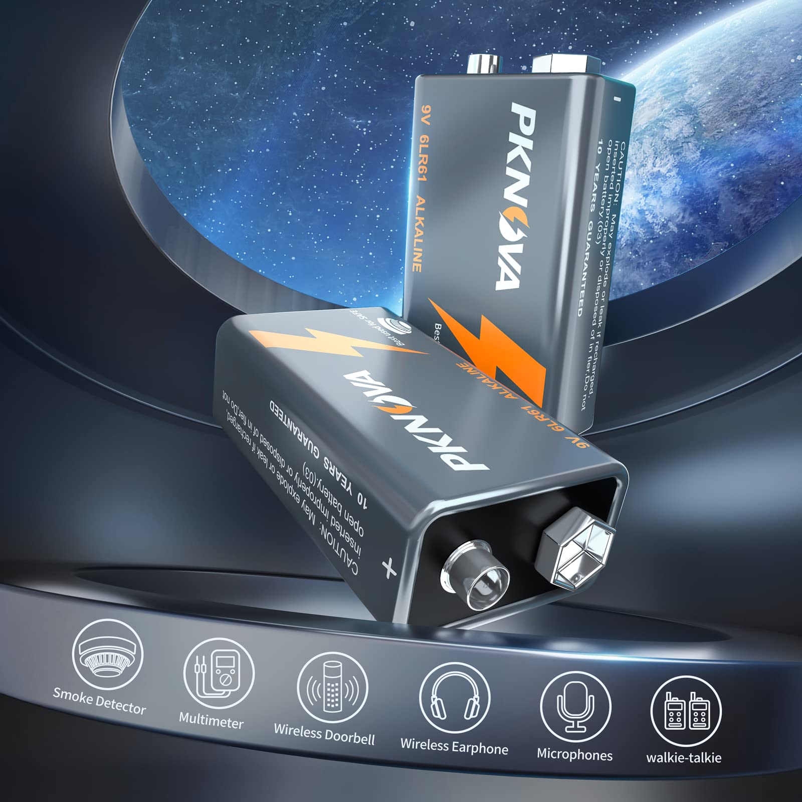 Pknova 9V Batteries Alkaline 9 Volt Square Battery For Smoke Detector, Long Lasting, 60 Count Pack