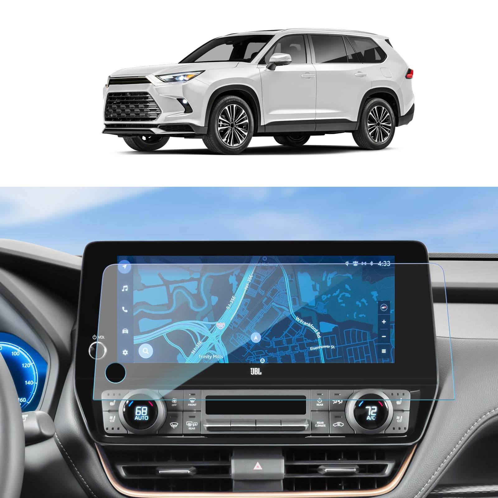 Sktu For 2024 Toyota Grand Highlander Screen Protector 12.3 Inch For 2024 Toyota Grand Highlander / 2024 Toyota Grand Highlander Hybrid Navigation Display Screen Toyota Grand Highlander 2024