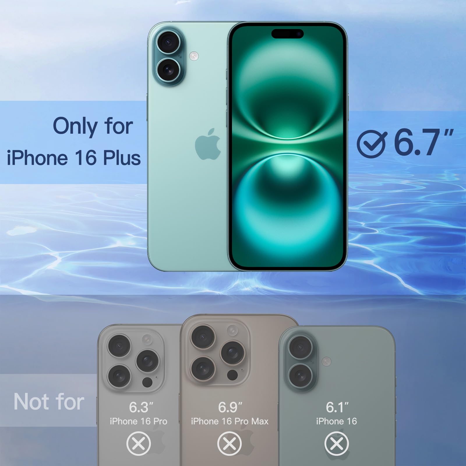 Jetech Privacy Screen Protector For Iphone 16 Plus 6.7 Inch, Anti Spy Tempered Glass Film With Easy Installation Tool, 2 Pack