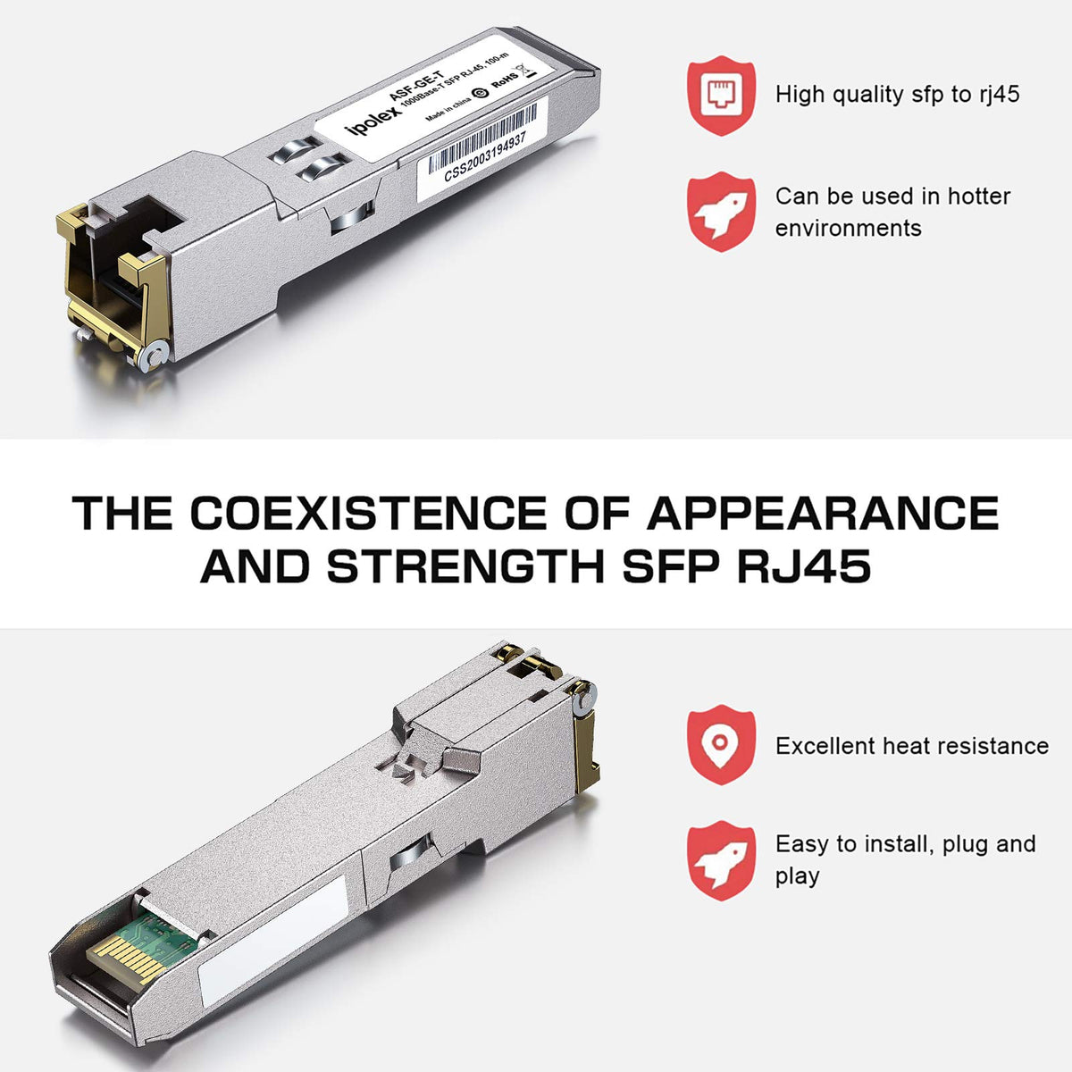 Copper Sfps Rj45 Gigabit Sfp To Rj45 Copper Sfp Transceiver, 1.25G Sfp T Copper Sfp, 10 ...