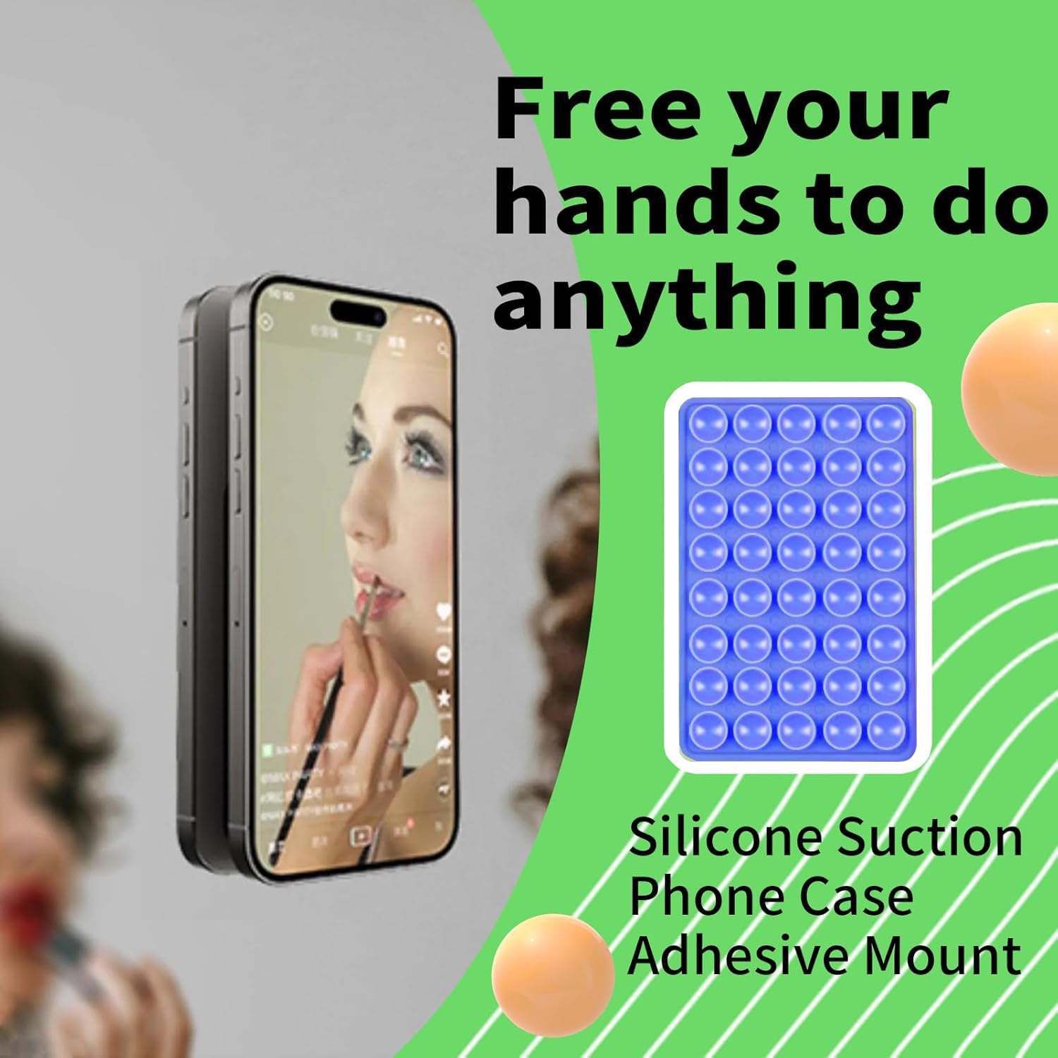 Silicone Double Octo Buddy-Sided Suction Phone Grip Detachable Mount - Car Dashboard/Shower Phone Holder, Hands-Free For Selfies