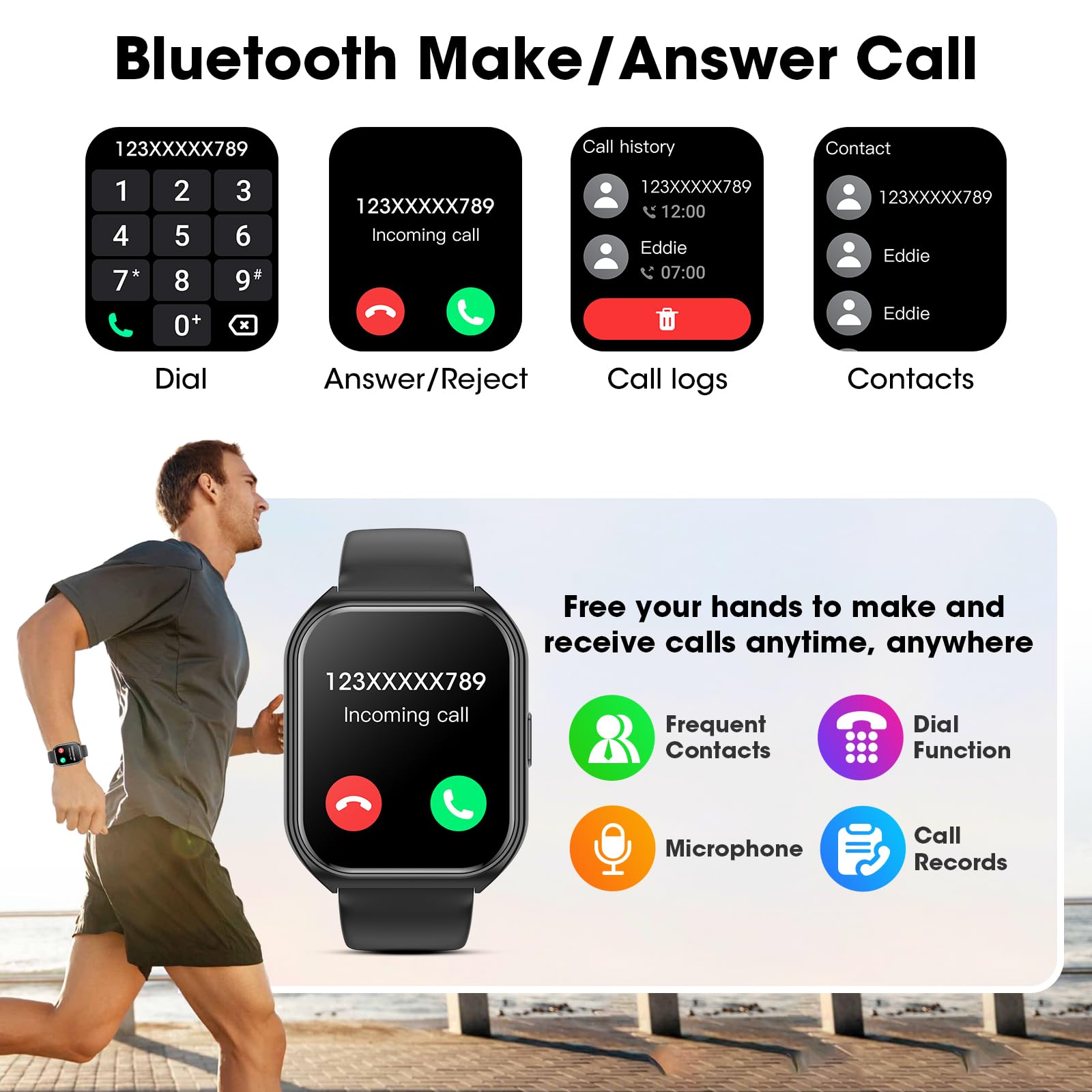 Joautrial Smart Watch For Men Women, 1.85 '' Hd Smartwatch (Answer/Make Call),Activity Fitness Tracker With Heart Rate Sleep Mon