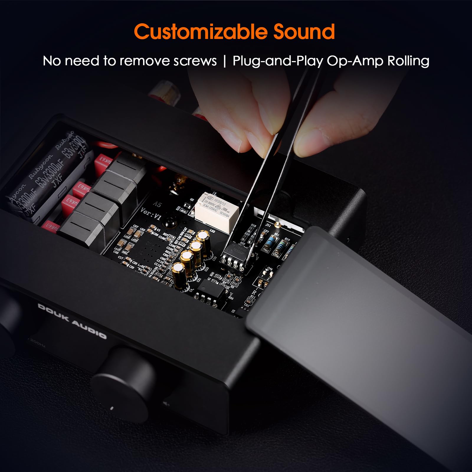 Douk Audio A5 2 Channel Tpa3255 Stereo Amp, 300 Watts X2 Mini Hi Fi Audio Power Amplifier Class D For Home Theater System, Passi