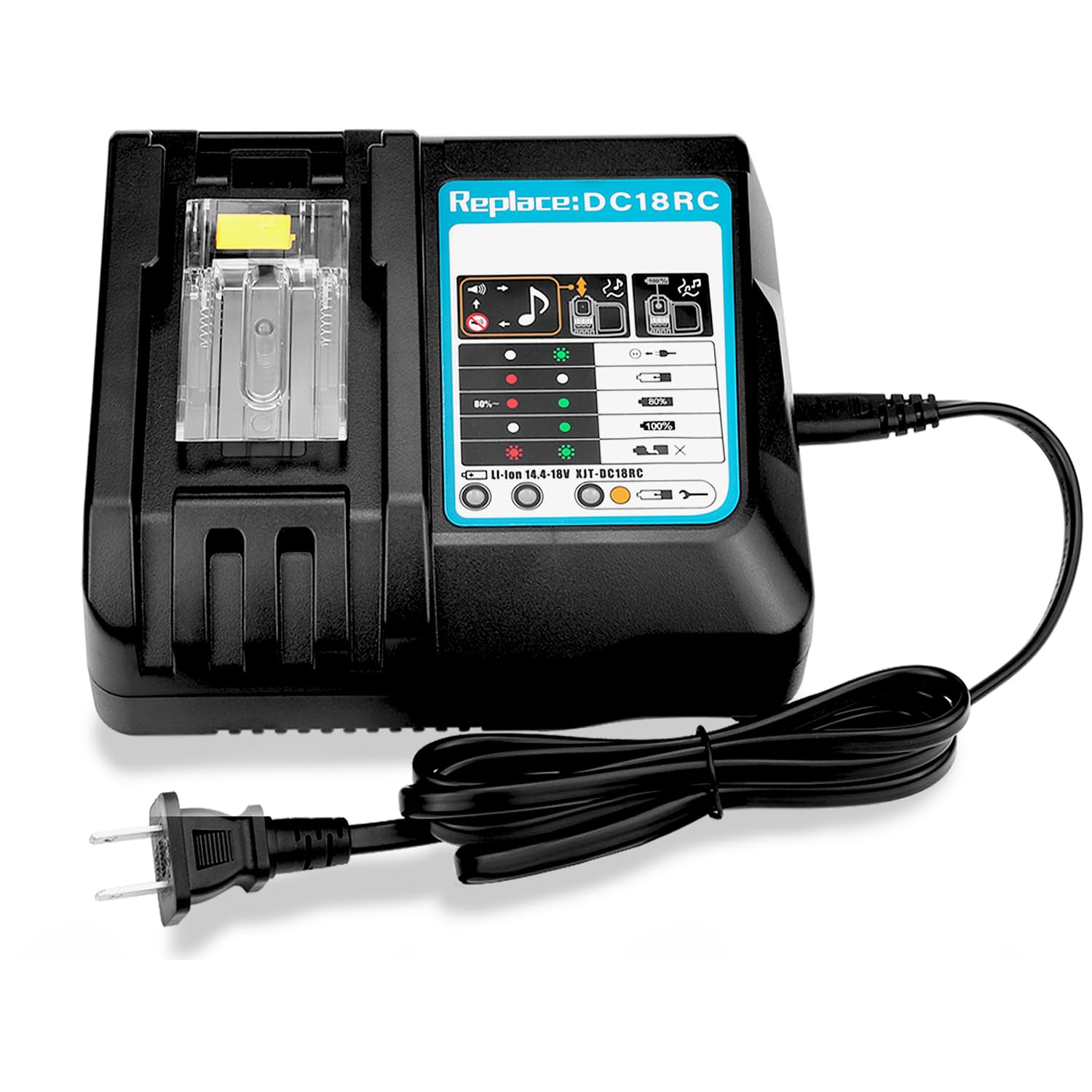 Powilling Dc18Rc Lithium Ion Battery Charger With Led Screen For Makita 14.4V 18V Lithium Ion Battery Bl1830 Bl1840 Bl1850 Bl181