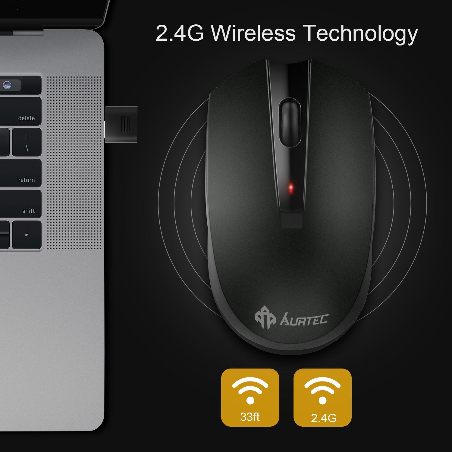 Type C Wireless Mouse, Aurtec 2.4Ghz Usb-C Wireless Mice For Laptop And More Usb-C Devices