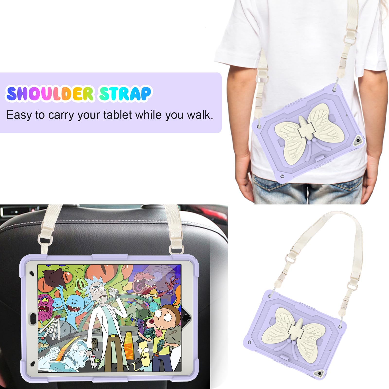 Blosomeet Purple Case For Ipad 10.2 Inch With Tempered Glass Screen Protector,Ipad 9Th/8Th/7Th Gen Cover With Stand Pencil Holde