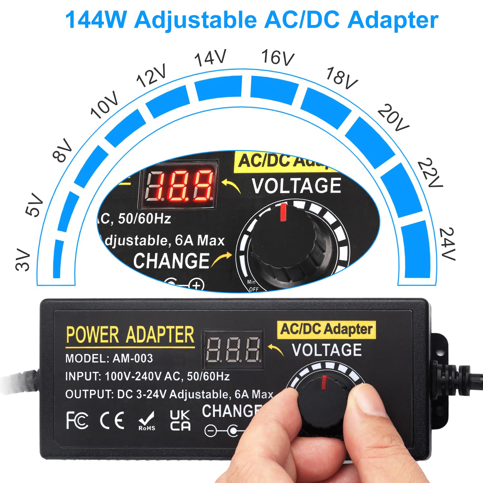 Universal Power Supply, Auplf Adjustable 24V 6A 144W Adapter, Ac 100V 240V To Dc 3V 24V Variable Power Supply Converter Transfor