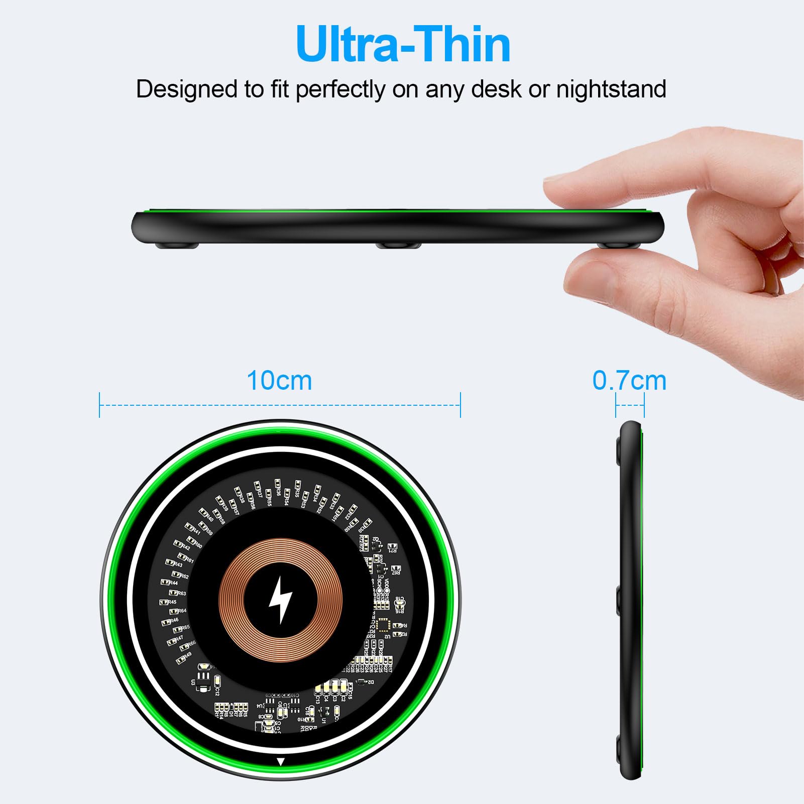 Wireless Charger Samsung Fast Charging Pad 15W Wireless Phone Charger Android Charging Station Mat For Samsung Galaxy S25 Ultra/