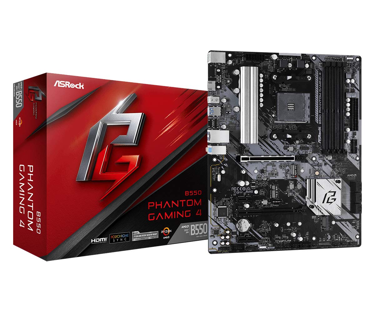 ASRock B550 Phantom Gaming 4 Supports AMD AM4 Socket Ryzen 3000, 3000 G-Series, 4000 G-Series, 5000 and 5000 G-Series Desktop Pr
