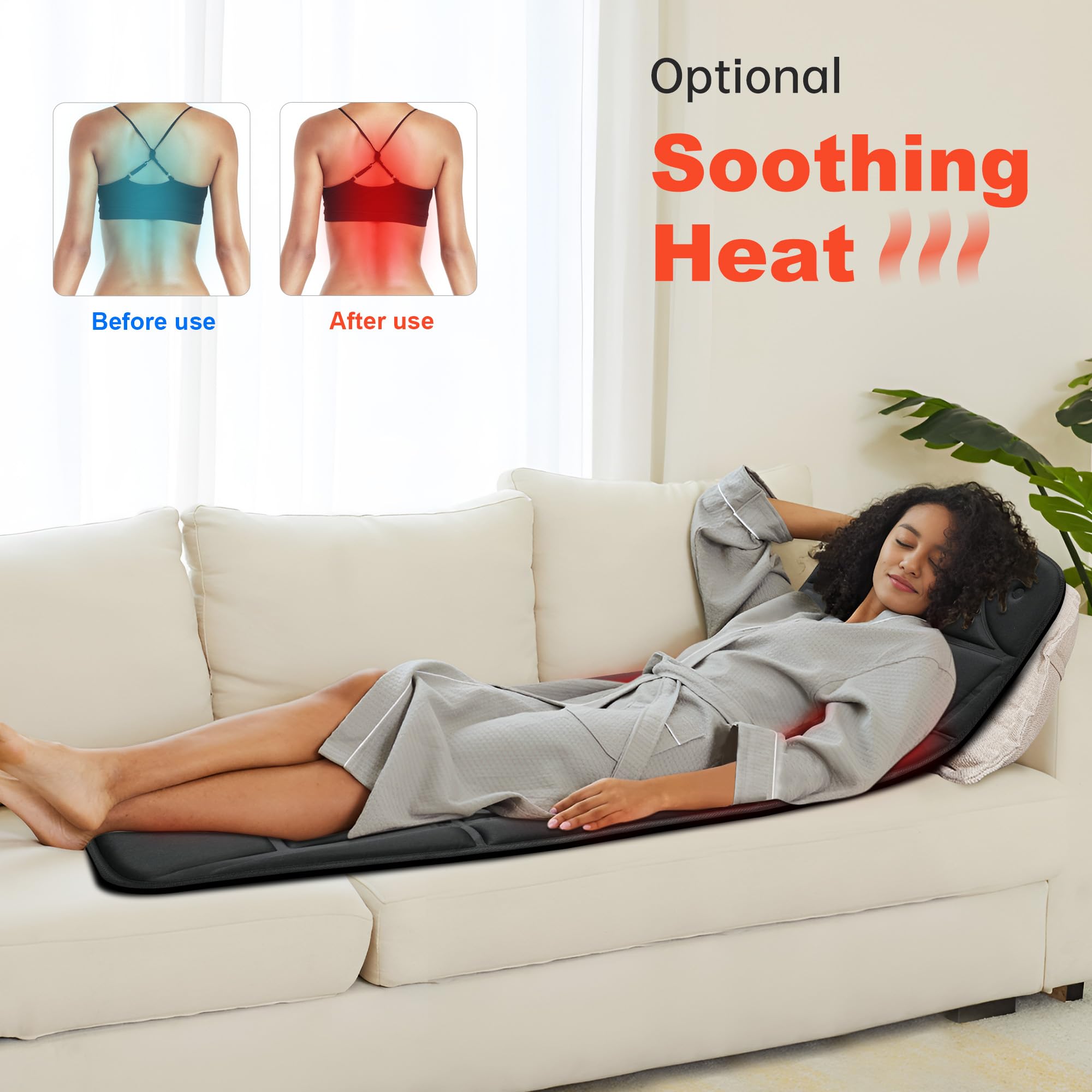 Cili Massage Mat Full Body,Massager Chair Pad,10 Vibration Motors & 5 Massage Modes,Back Massager For Bed,Massage Mattress Pad F