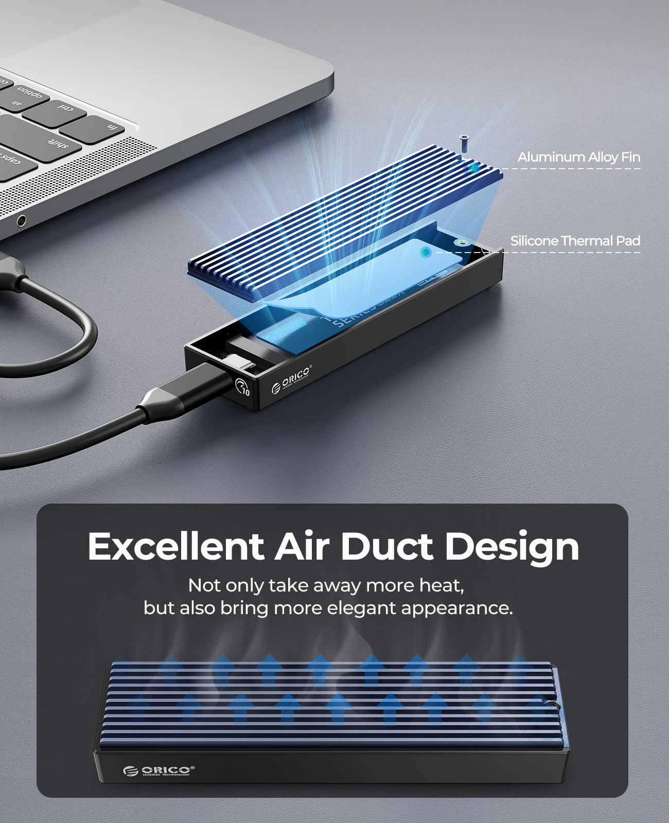 ORICO M.2 NVMe SATA SSD Enclosure, USB 3.1 Gen 2 (10 Gbps) to NVMe PCI E M.2 SSD Case Support UASP for NVMe SSD Size 2230/2242/2260/2280 (M.2 NVMe/SATA)