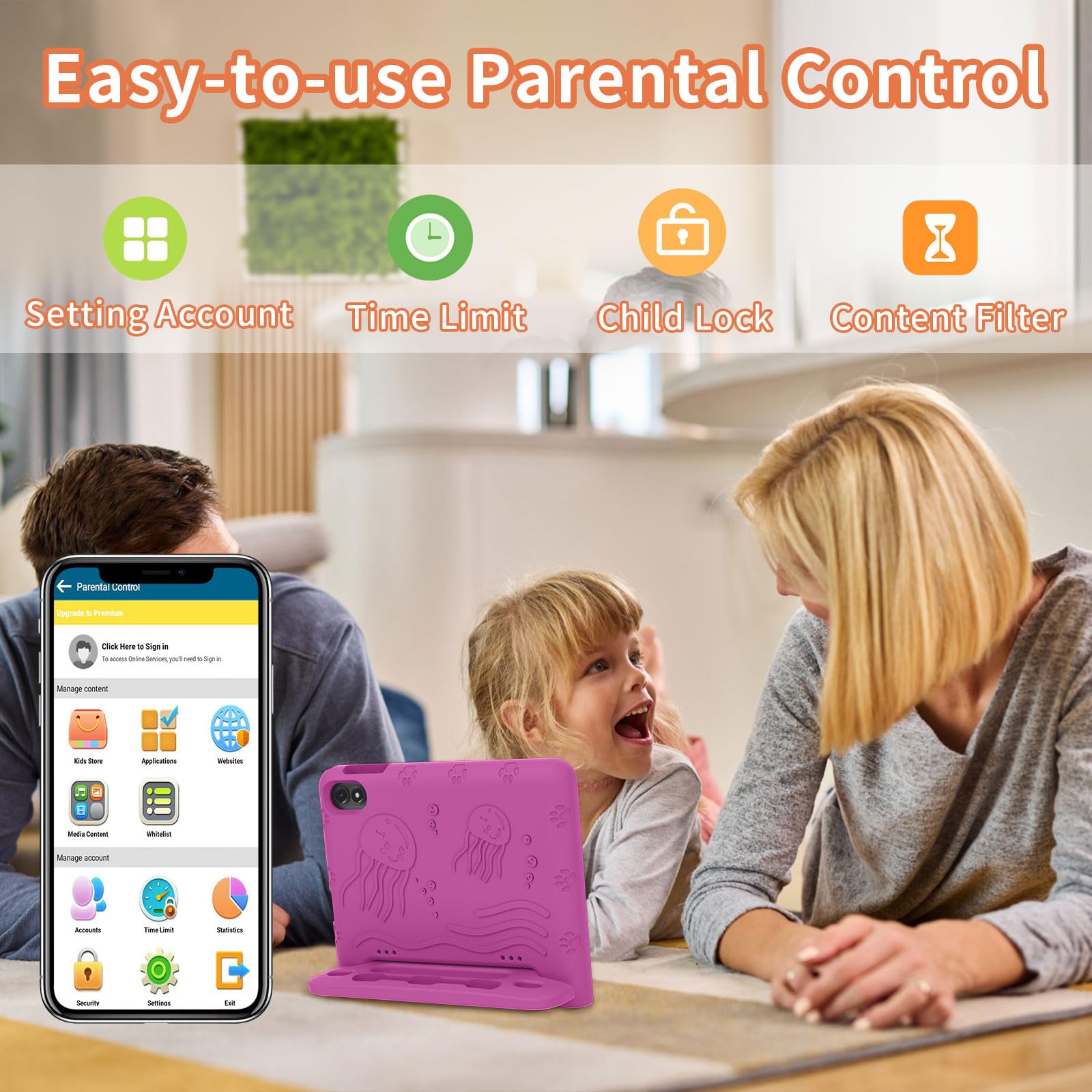 2024 Newest Android 14 Tablet, 10Inch Kids Tablet , Octa Core Cpu, 10Gb+64Gb+1Tb Expand Tablets For Kids With Kids Space, Parent