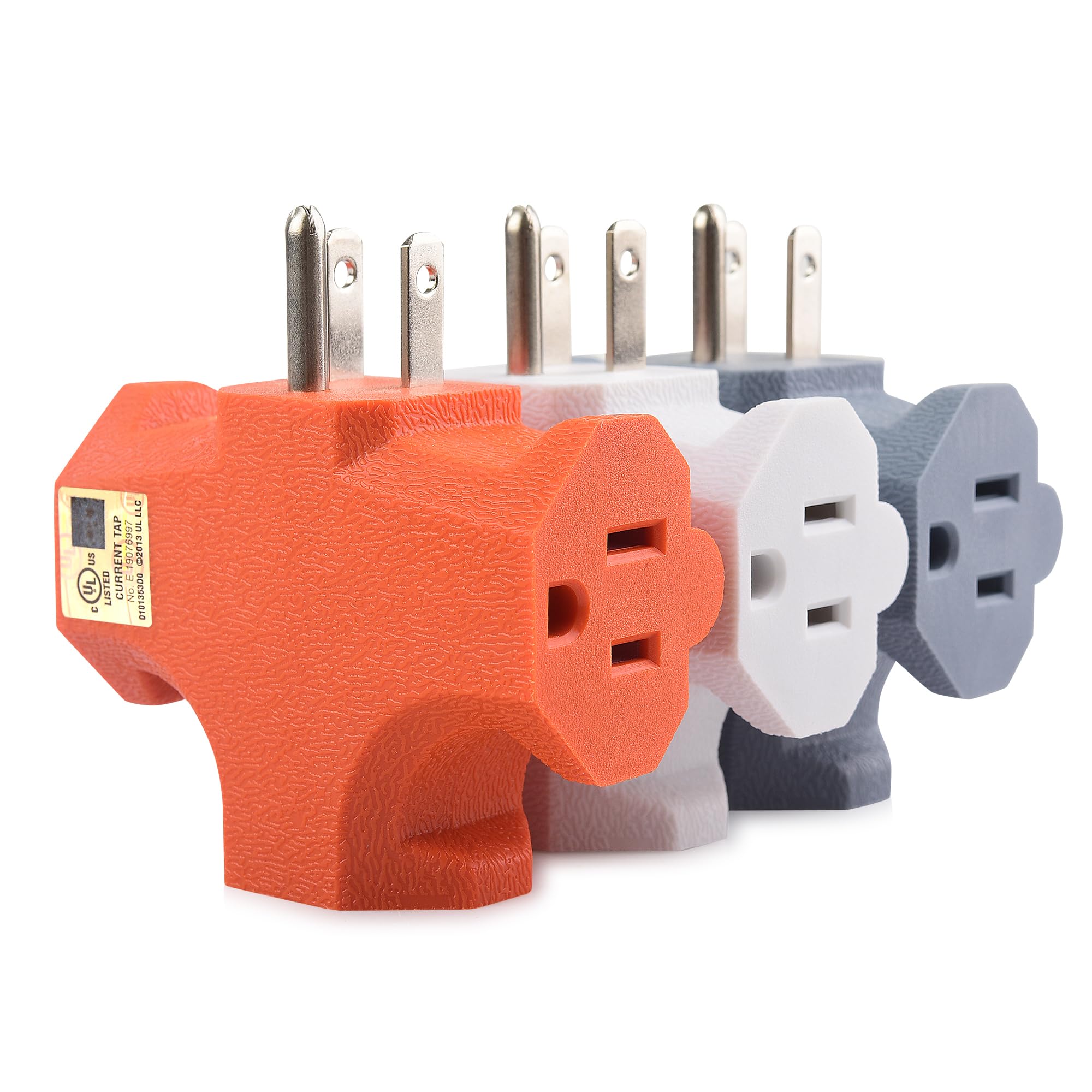 [Ul Listed] Cable Matters 3 Pack 3 Way Plug Adapter 15A 1875W In Combo Colors (3 Prong 3 Outlet Adapter, Power Splitter Plug Out