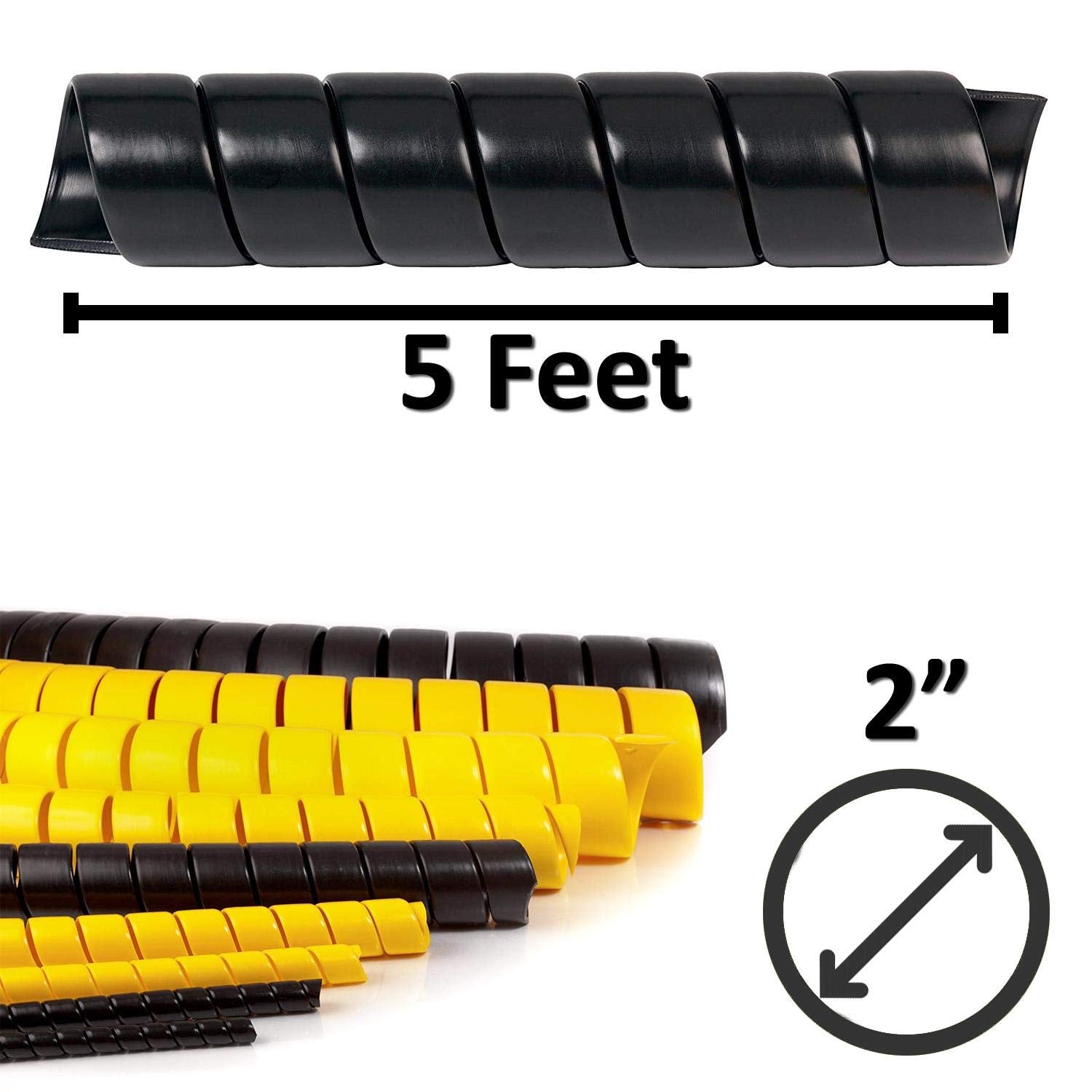Electriduct 2 Inch Heavy Duty Spiral Wrap Hdpe Flexible Plastic Cable Sleeve Hose Protector 5 Feet   Black