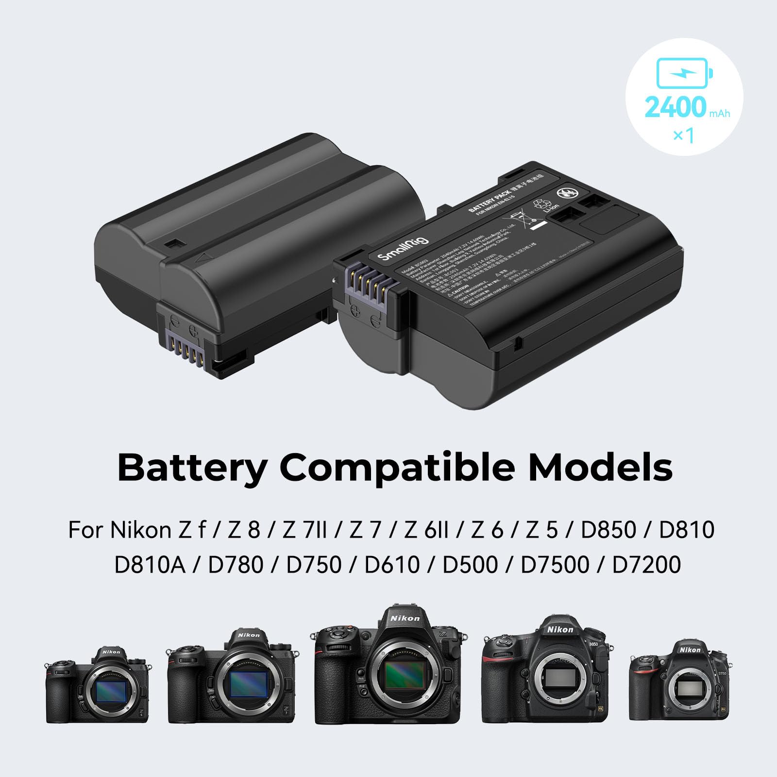 Smallrig El-El15C Camera Battery Charger Set For Nikon Z6 Iii, Zf, Z8, Double Slot En-El15C Battery Charger For Z7 Ii, Z6 Ii, Z5