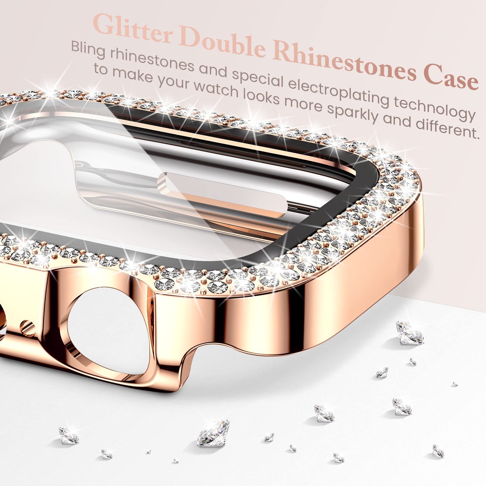 Goton 4 Pack Bling Screen Protector For Apple Watch Series 3 2 1 38Mm Case, Women Glitter Diamond Rhinestone Bumper Cover For Iw