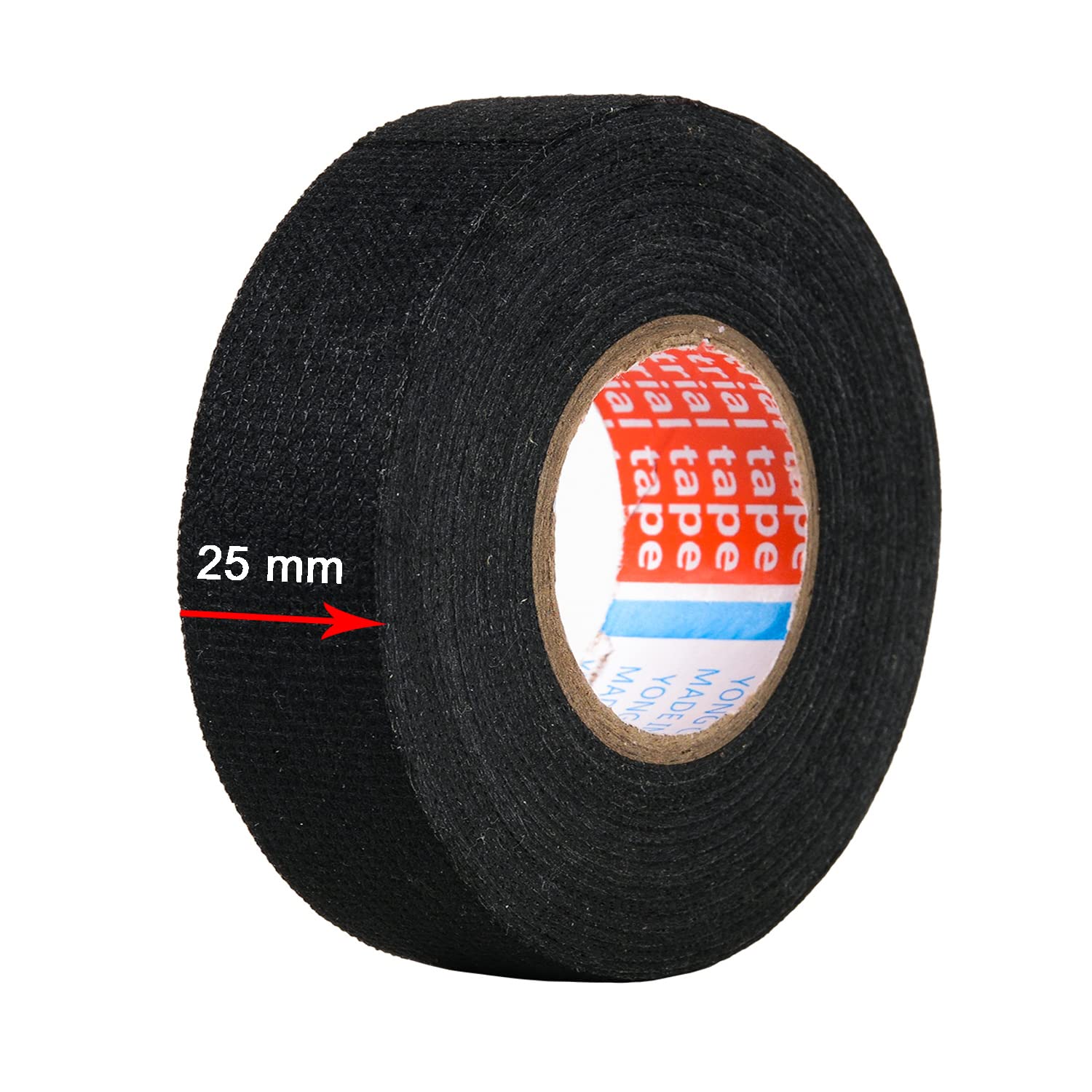 Hstech 2 Rolls Width 1In Wire Loom Harness Tape, Speaker Wiring Harness Cloth Tape, Black Adhesive Fabric Tape, For Automobile Electrical Wire Harnessing Noise Dampening Heat Proof (25Mm X 15M)