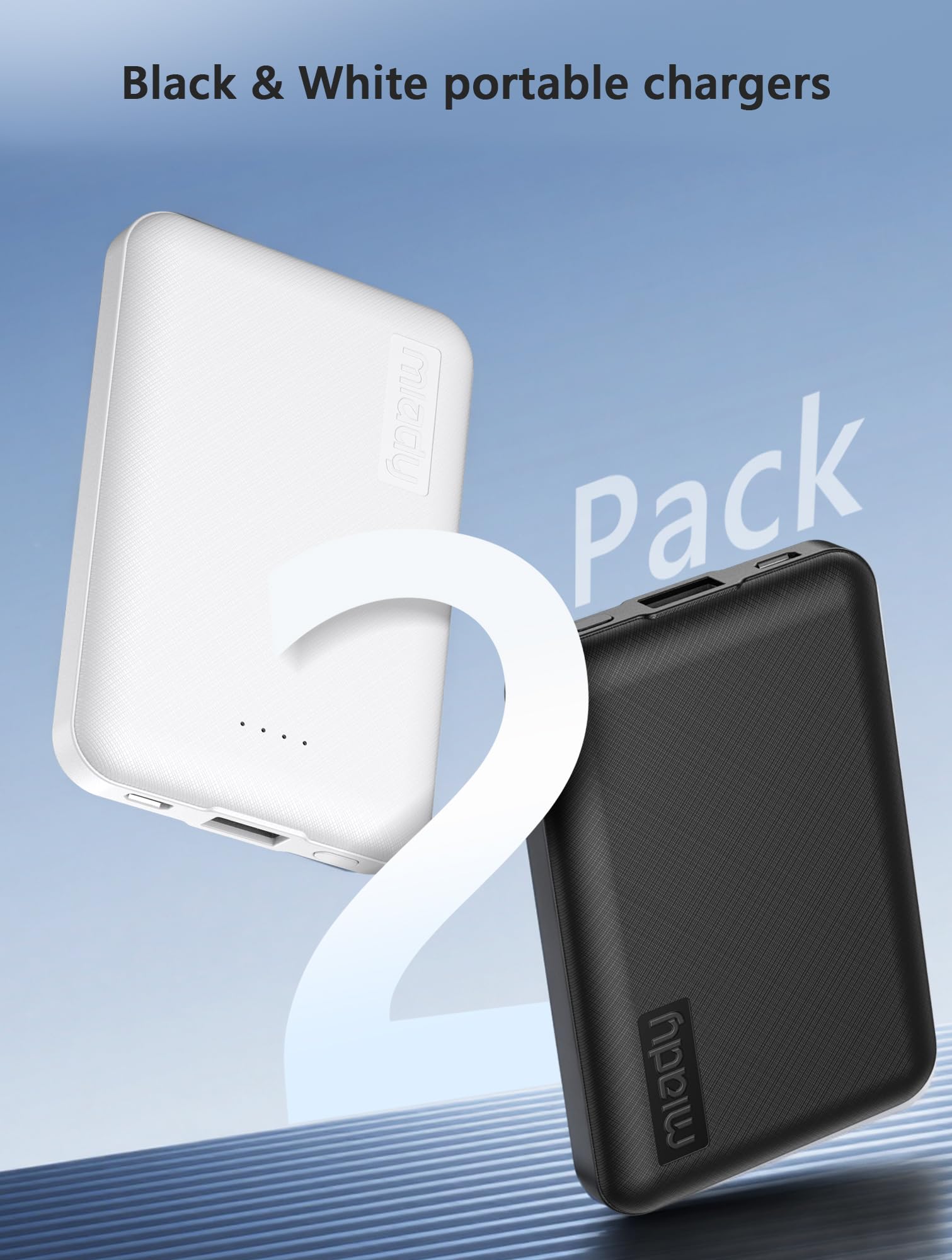 Miady 2-Pack 5000Mah Mini Portable Charger, 5V 2.4A Usb-C Output Fast Charging Power Bank For Travel Small Battery Pack Compatib