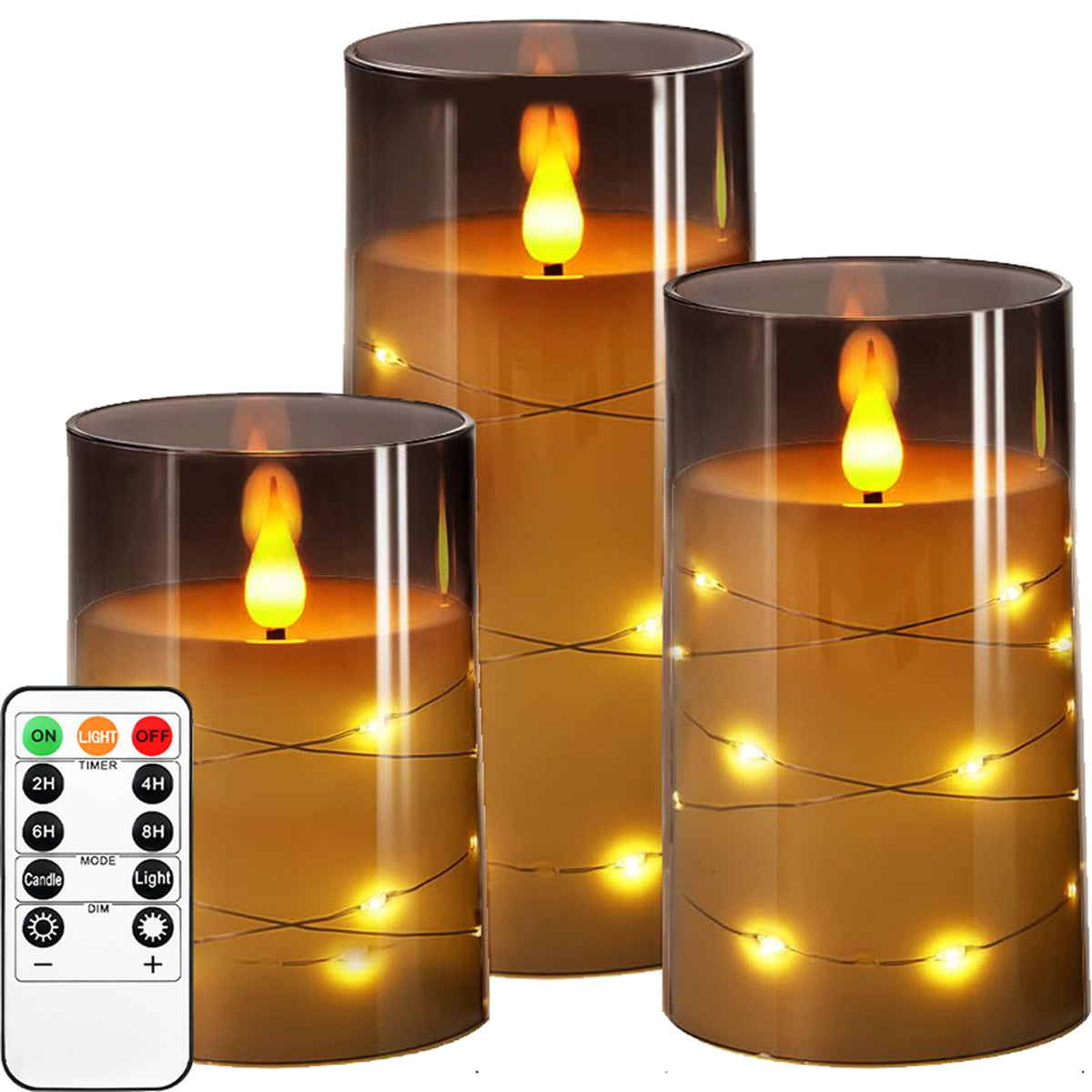 Flameless Led Candle With Timer, Flickering Battery-Powered Candle, Built-In Starlight Fairy Lamp, Romantic Atmosphere And Home 