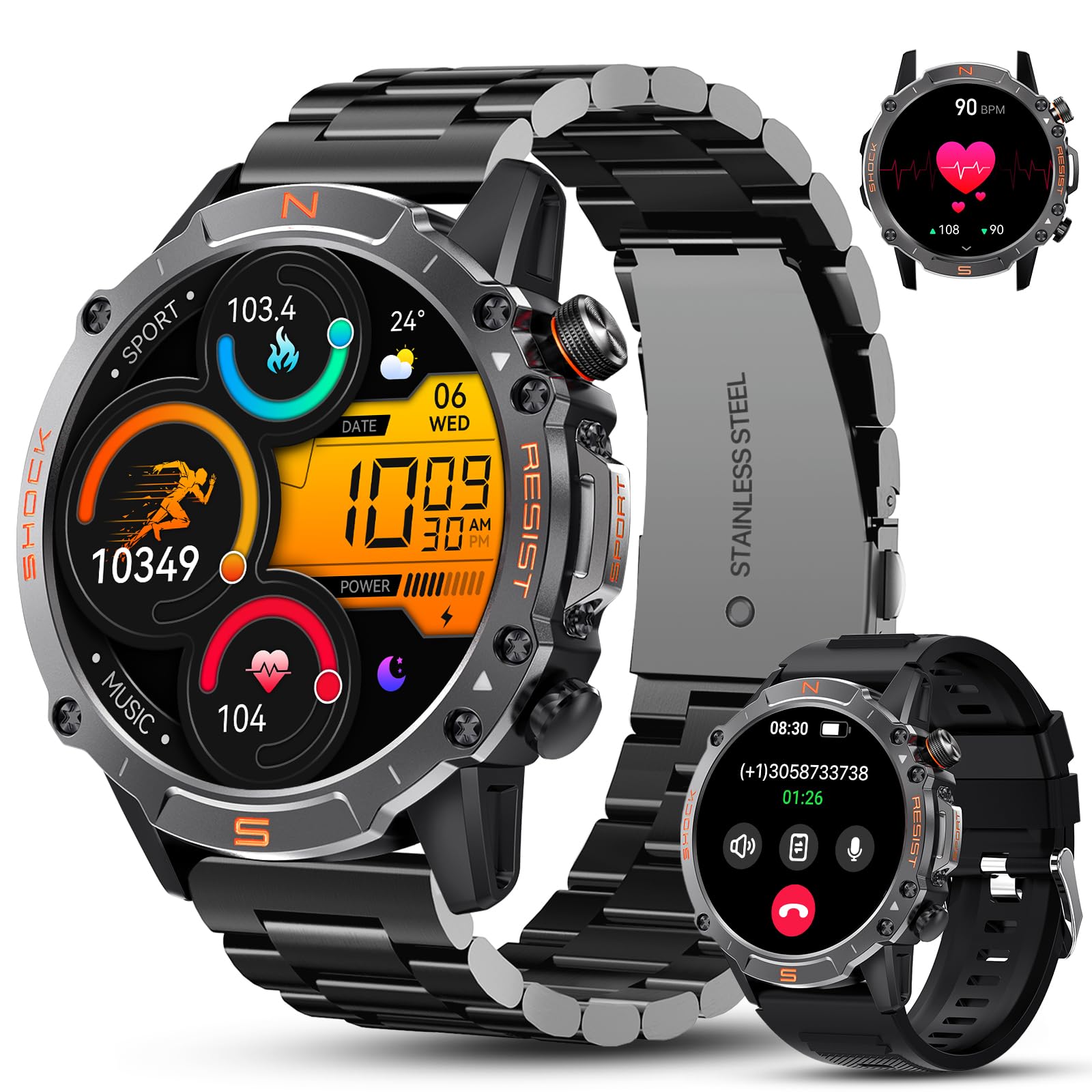 Walkerfit Smart Watch For Men  Answer/Dial Calls With 110 Sport Models,Ip68 Waterproof Fitness Watch With Heart Rate Monitor,And