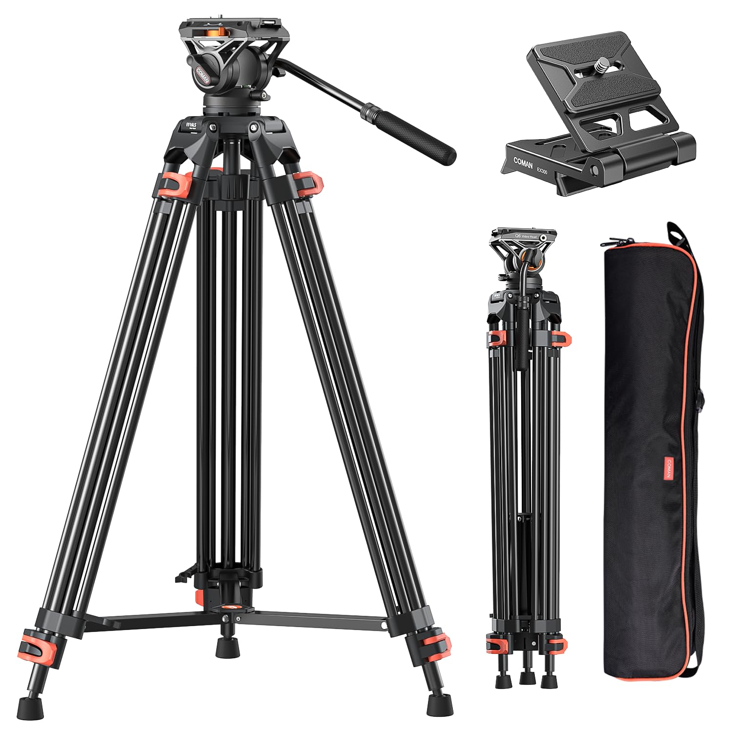 Heavy Duty Tripod Professional Video Tripod Aluminium 72Inch With 360 Degree Fluid Head For Canon Nikon Dslr Camcorder Cameras S