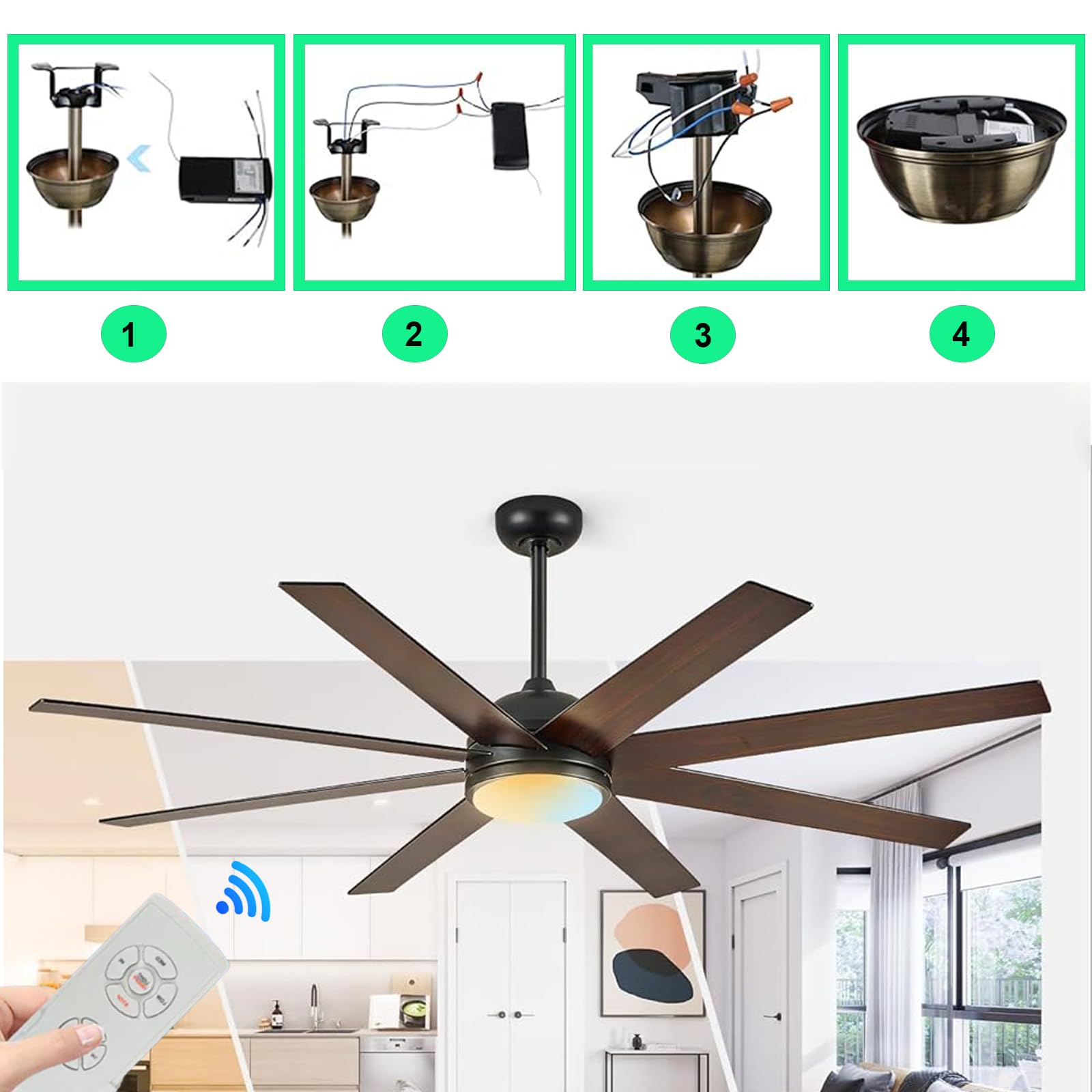 Ceiling Fan Remote Control Kit, Ceiling Fans Light Remote, Speed, Light & Timing 3 In 1 Wireless Control, Universal Ceiling Fan