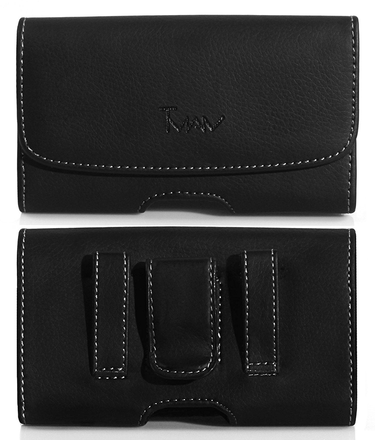 Iphone X Case [Tman] Tm Leather Holster Horizontal Belt Carry Pouch Case For Apple Iphone X (Fits The Naked Phone Or Phone With