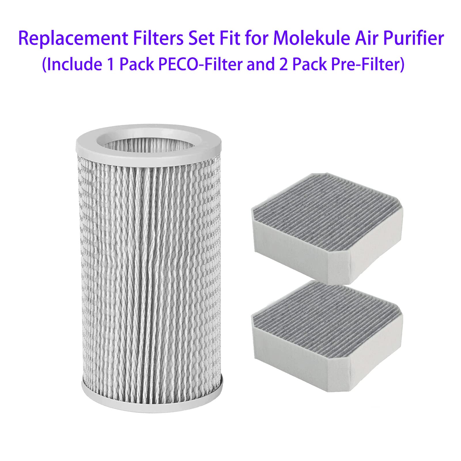 3 Pack Replacement Filters Set For Molekule Air Purifier, Include 1 Pack Peco Filter And 2 Pack Pre Filter