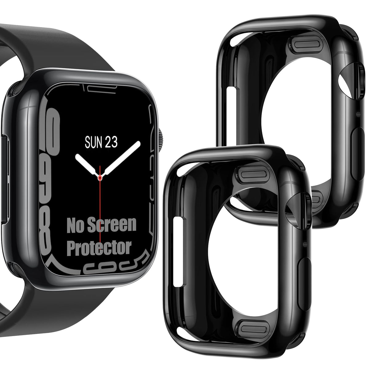 [2 Pack] Goton Bumper Case For Apple Watch Series 9 8 7 41Mm, Ultra Thin Soft Tpu Shockproof Case Cover Bumper Protector For Iwa