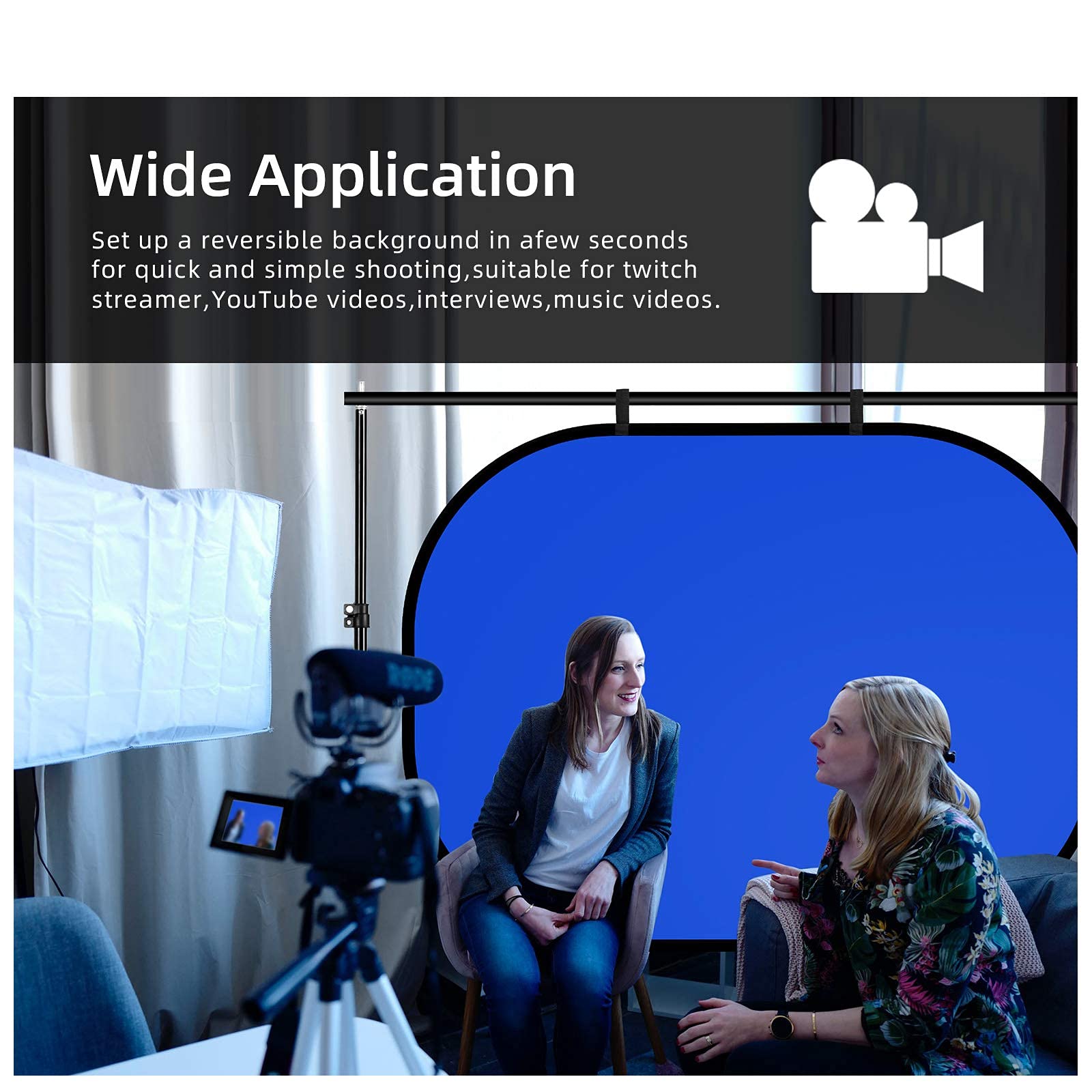 Selens Collapsible Backdrop 59X78.7Inches Pop Up Blue Grey Background With Carrying Bag For Youtube Streaming Photo Studio Portr