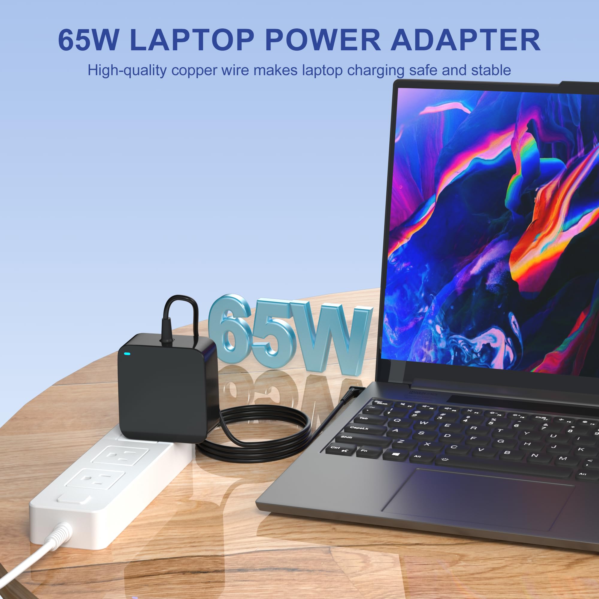 65W 20V 3.25A Ac Adapter Laptop Charger For Lenovo Ideapad 110 130 310 320 330 510 100S 130S 330S 530S 710S S310 S340 Flex 4 5 6 Series Flex 4 1470 4 1580 4 1130 Flex 5 1470 5 1570 Power Supply Cord