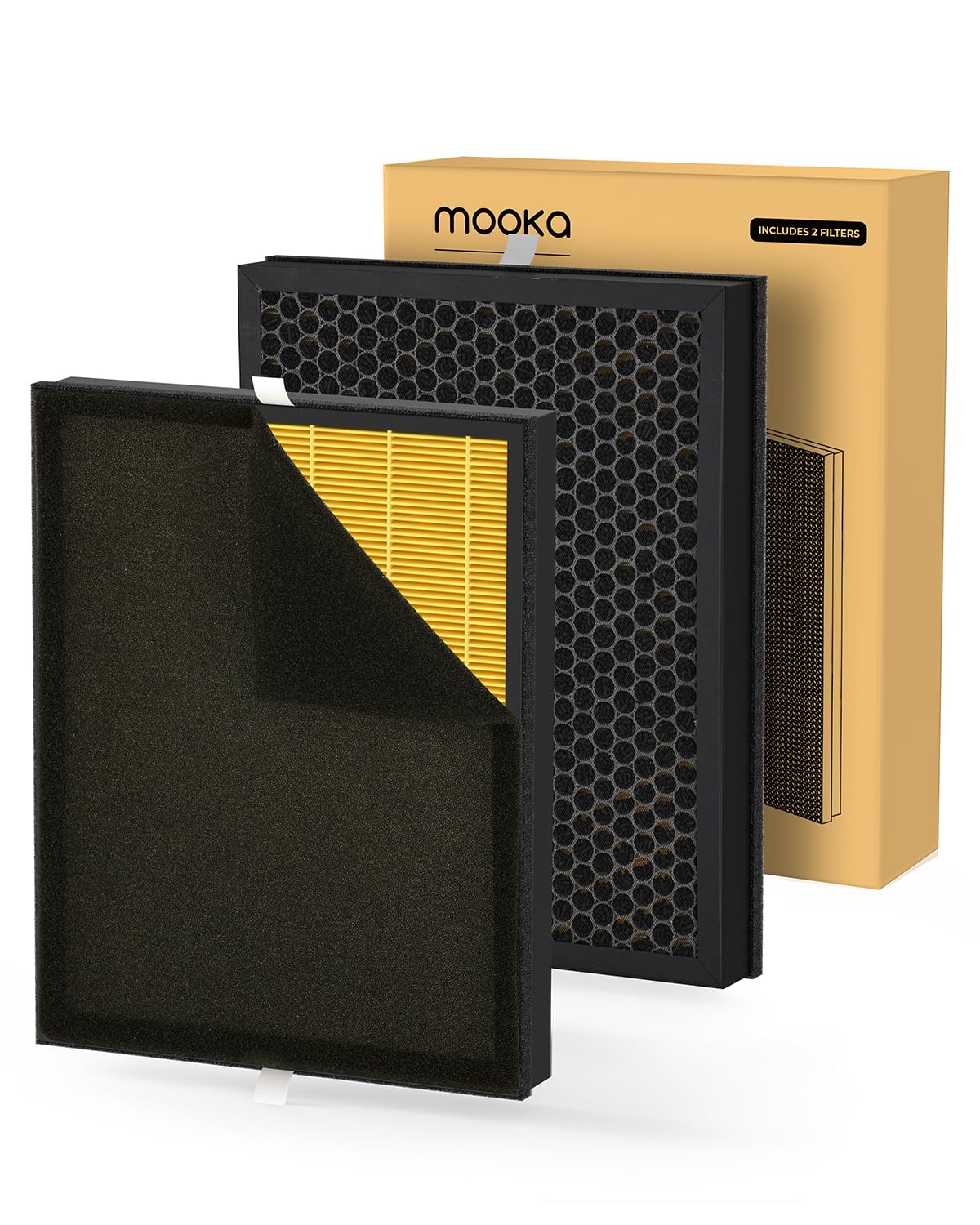 MOOKA Genuine Pet Care Washable Filter Replacement for KJ190L, 3 Stage Filtration H13 HEPA Filter Removes Pollen Smoke Pet Hair 