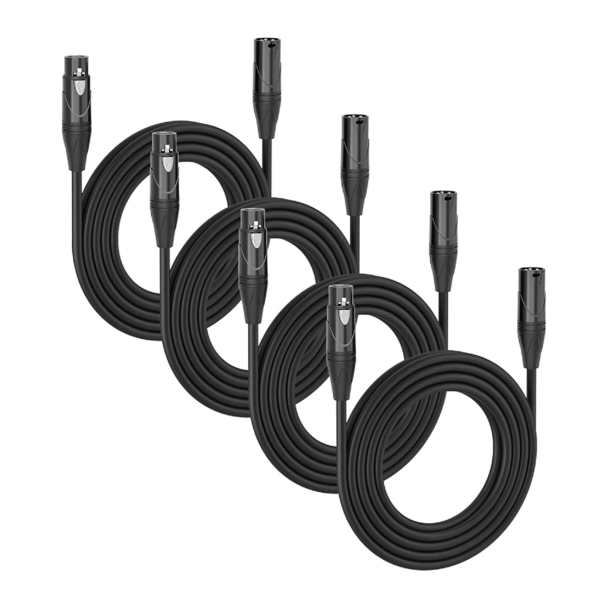 Mfl. 15 Ft Dmx Cable 3 Pin Xlr Male To Female Connector Wires For Stage Lighting Dj Lights 22 Awg 110 Ohms, Black Connector, Pac