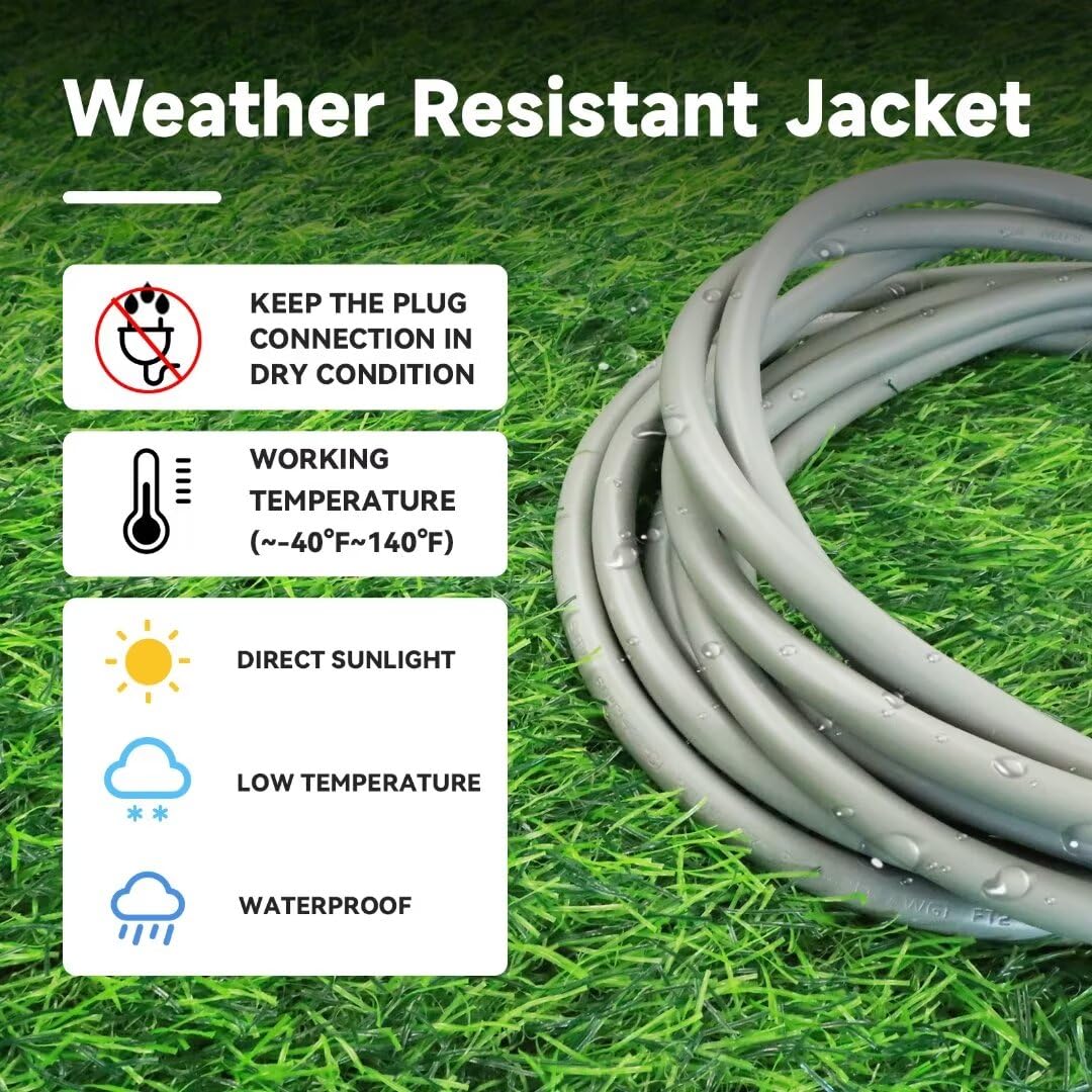 Fnxpow Indoor Outdoor Extension Cord, 12 Gauge 3 Prong Weatherproof Heavy Duty Gray Extension Cords,12/3 Sjtw 15A 50 Ft Extensio