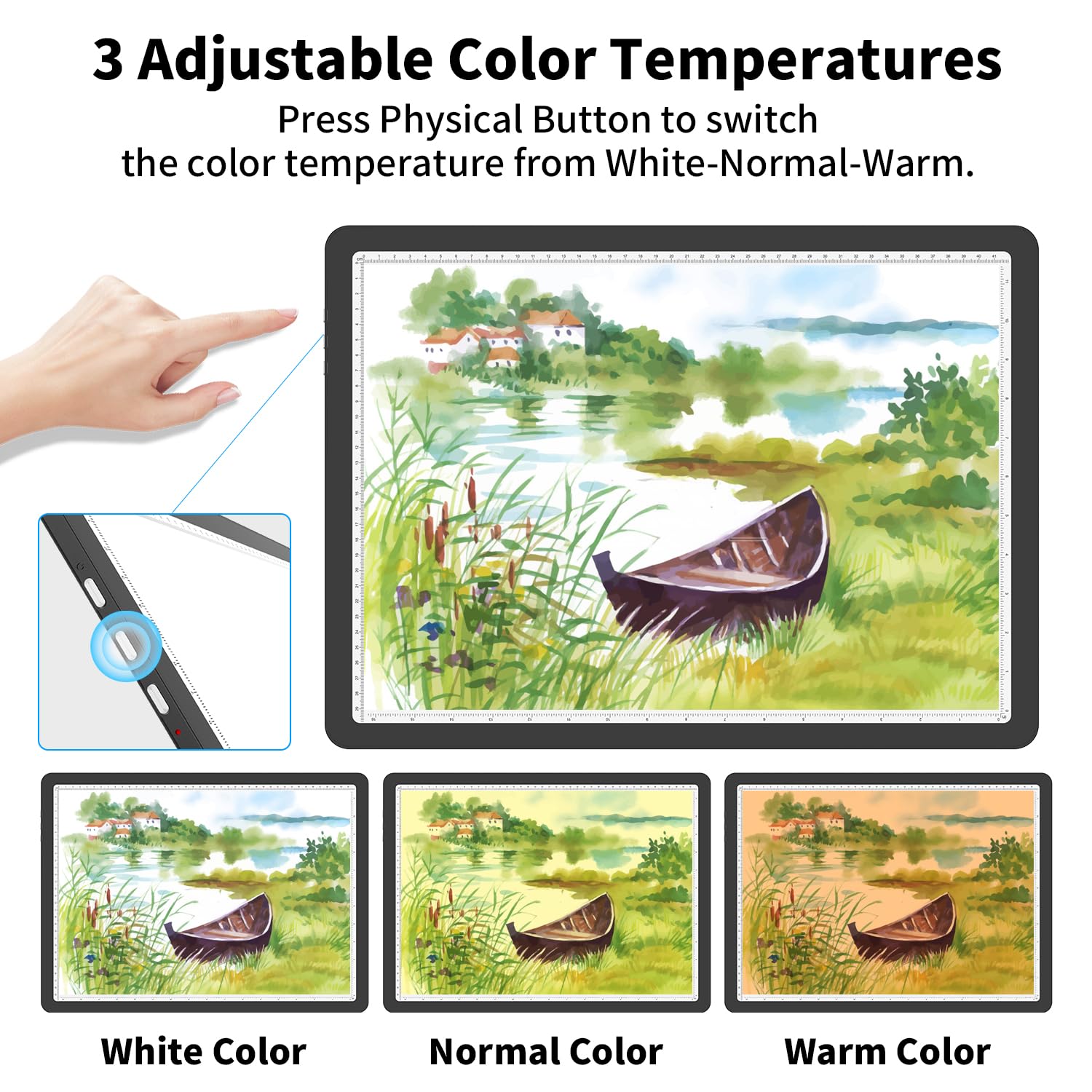 Rechargeable A3 Diamond Art Light Board With Carry Bag, 5600 Lux Tracing Light Box With Side Physical Buttons, 3 Colors & 6 Leve