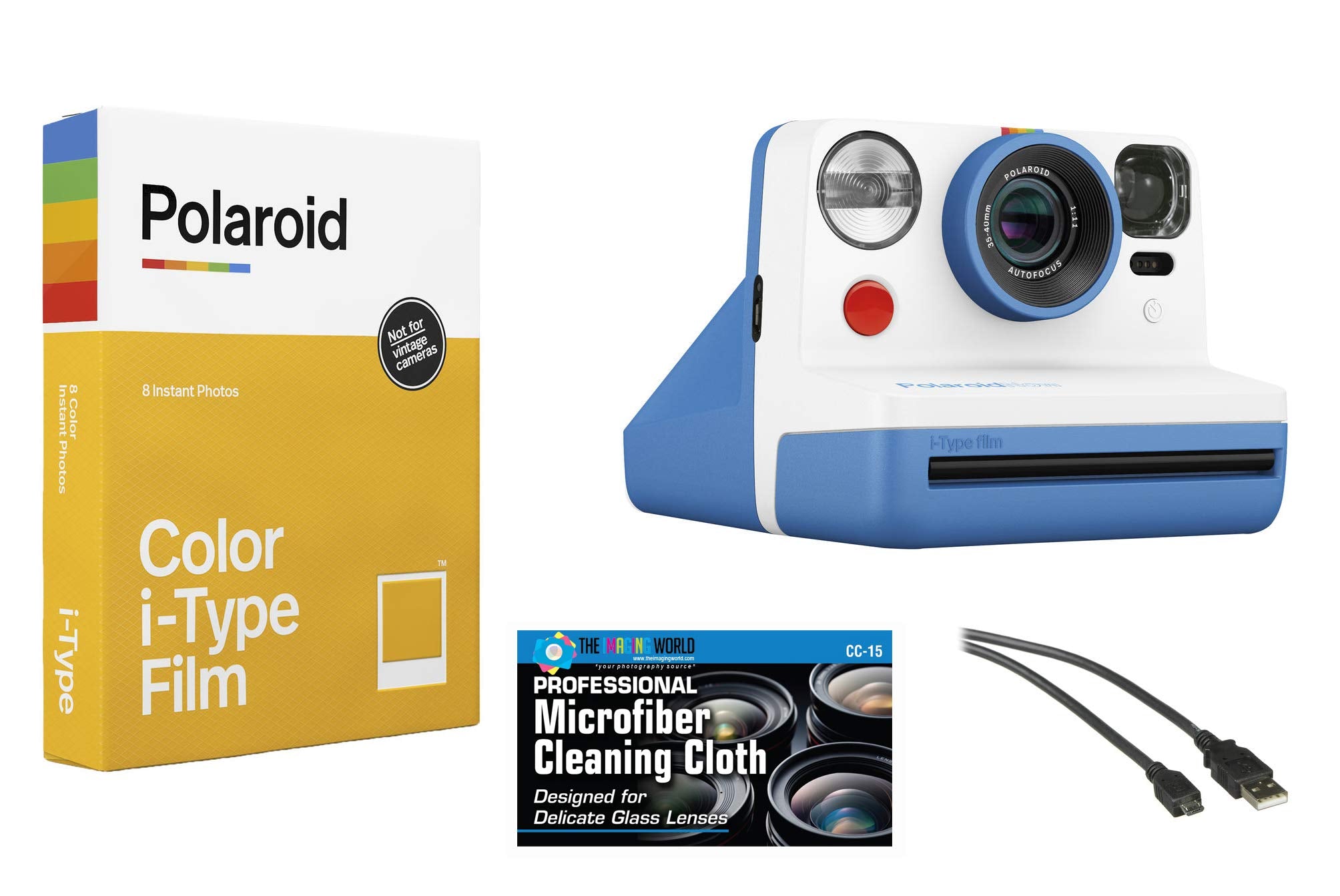 Polaroid Now i-Type Instant Film Camera (Blue) + Polaroid Color Film Bundle