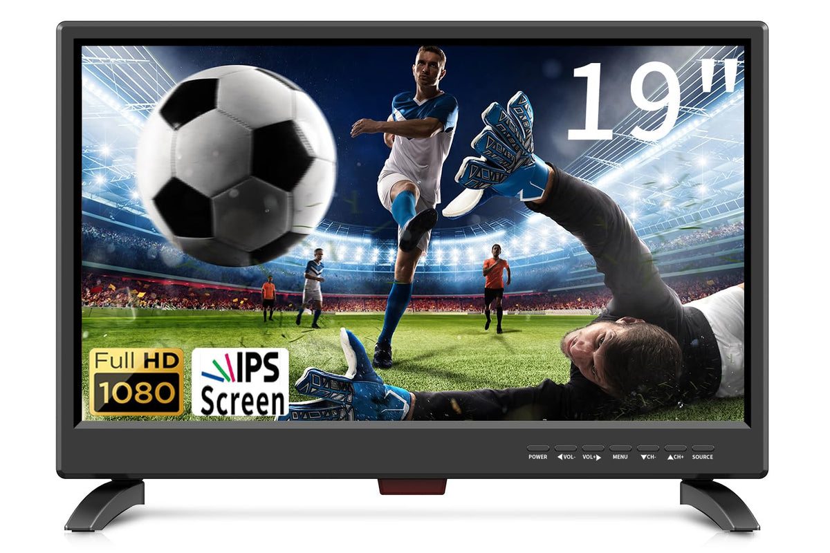 Feihe 19 Inch Tv, Fhd Led Flat Screen Tv 1080P Ips Display W/Digital Dual Tuners Atsc/Hdmi/Vga/Av/Usb, 12 Volt Rv Tv Built In Du