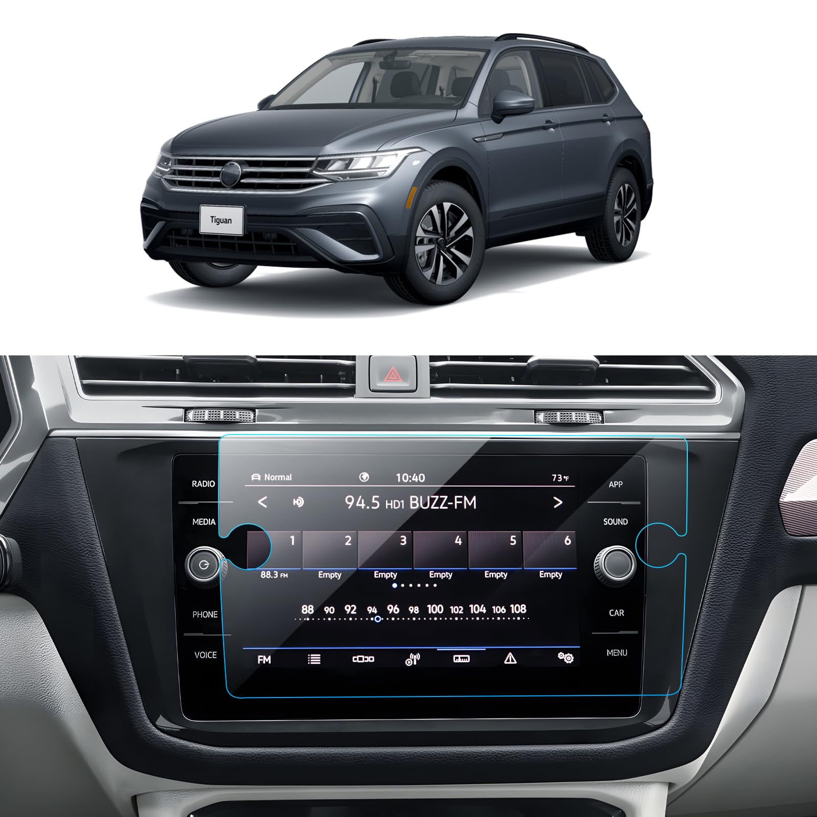 Lantu Car Screen Protector For 2024 2023 2022 2021 Vw Volkswagen Tiguan Atlas Accessories 2020 2019 2018 Se Sel R Line Navigatio
