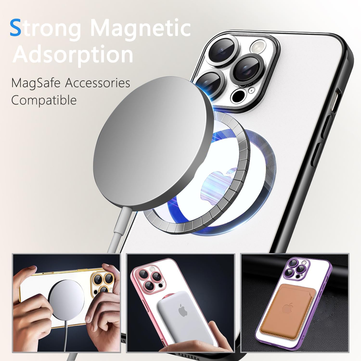 Misscase For Iphone 16 Pro Max Magsafe Case With Camera Lens Protector,Full Protection Clear Magnetic Case Compatible With Magsa
