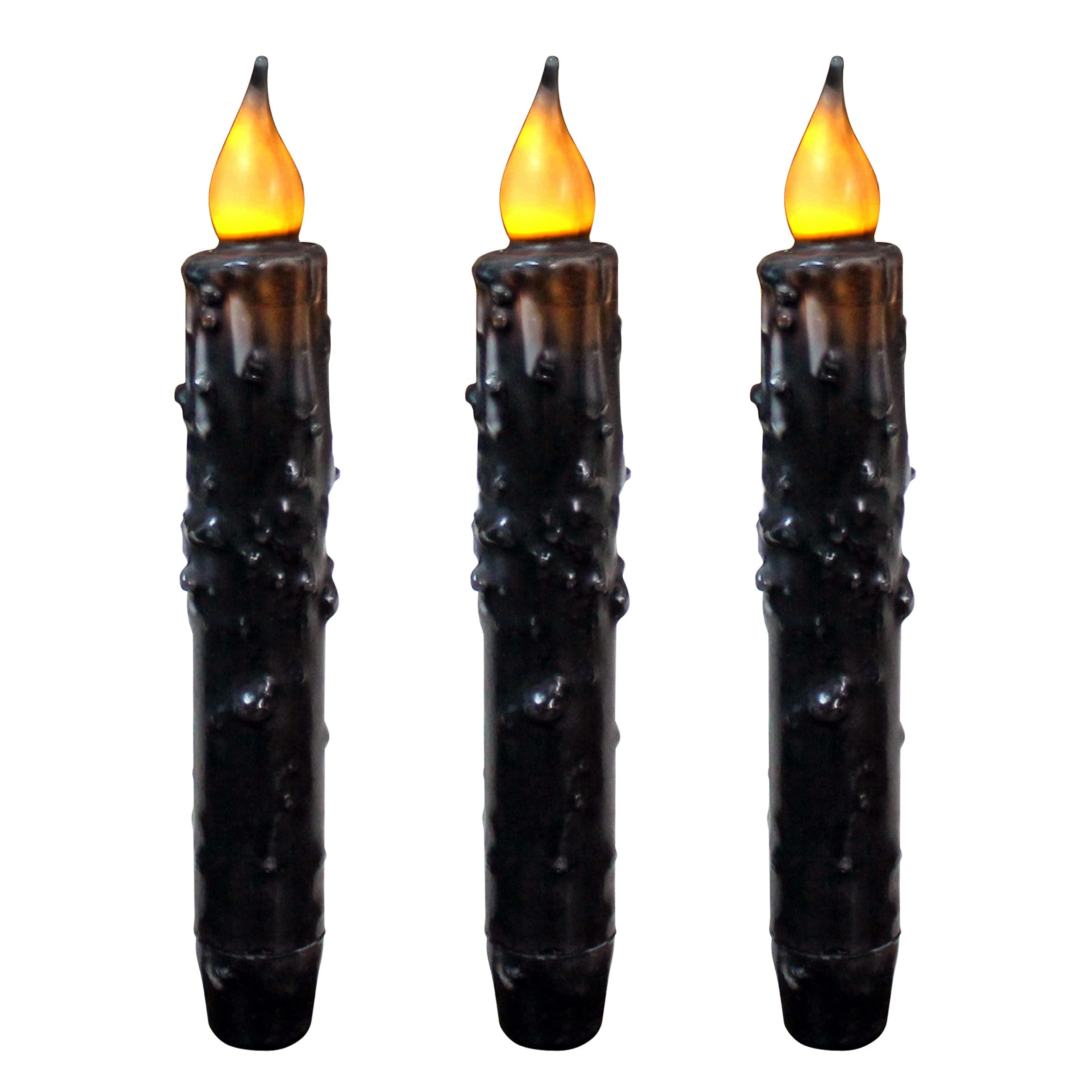 Cvhomedeco. Real Wax Hand Dipped Battery Operated Led Timer Taper Candles Country Primitive Flameless Lights D?Or, 6 3/4 Inch, M