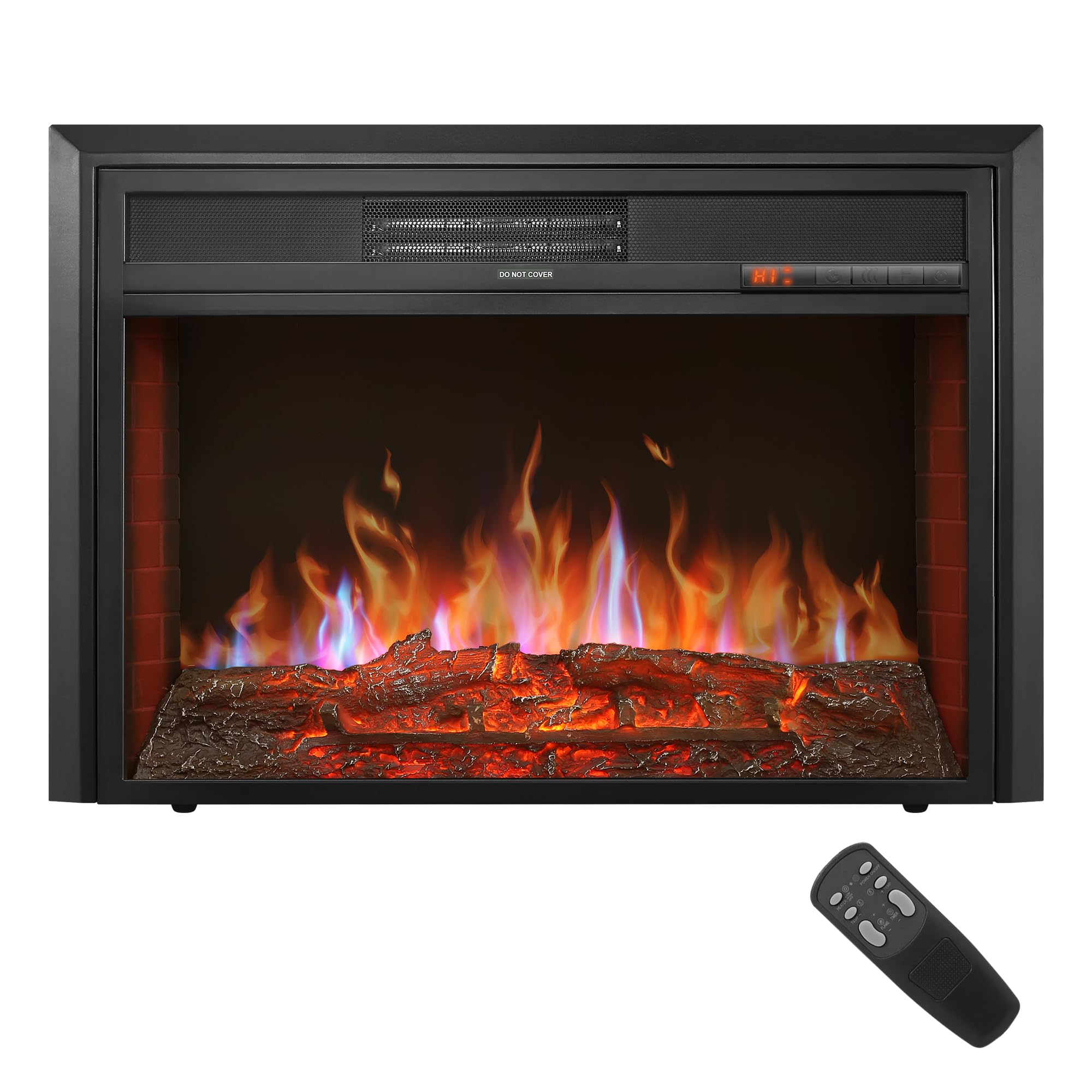 32'' Electric Fireplace Inserts Heater   Recessed Fire Places Electric Fireplace Insert With Remote Control, 8H Timer, 6 Brightn