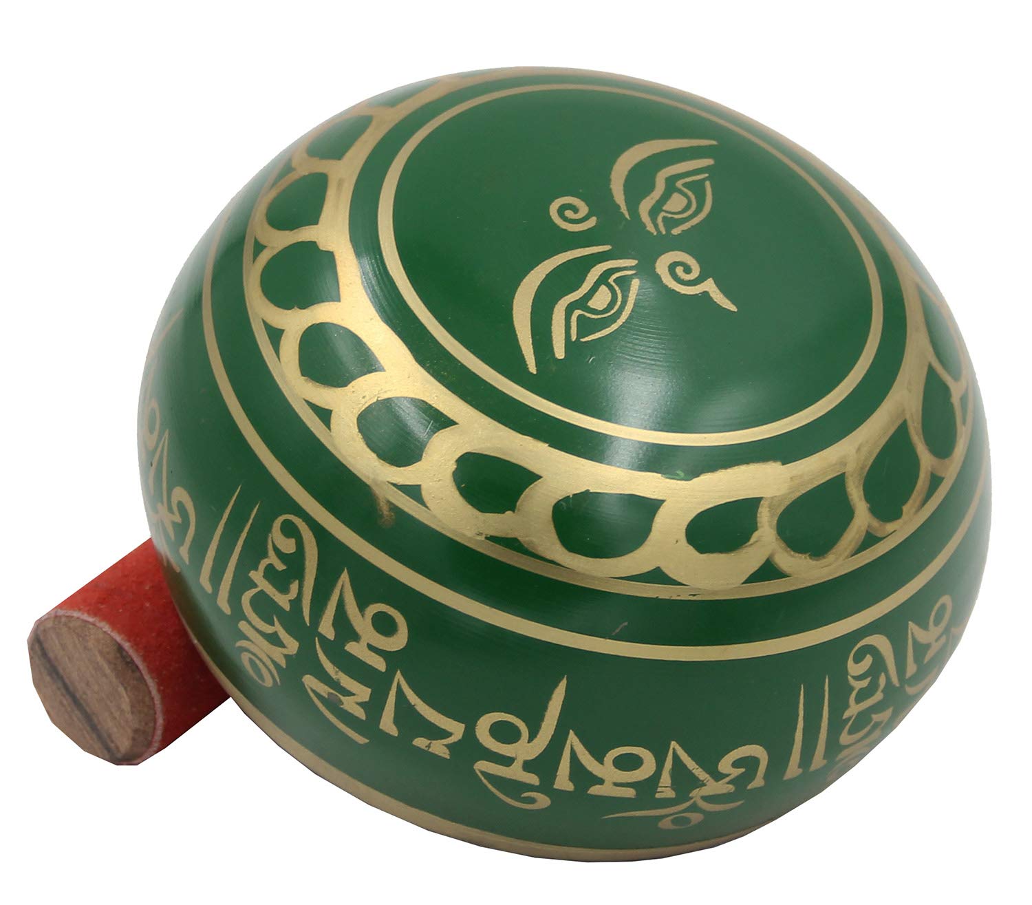Dharmaobjects Tibetan Meditation Om Mani Padme Hum Peace Singing Bowl With Mallet (Large, Green)