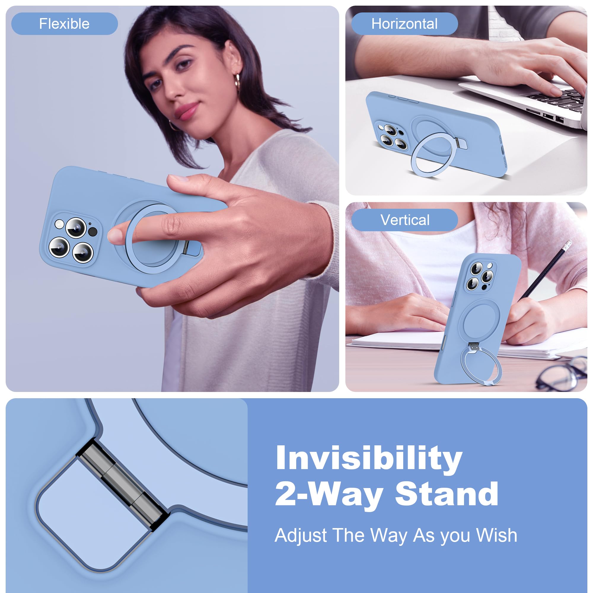 Skylmw Designed Foriphone 16 Pro Case With Magnetic Invisible Stand Compatible With Mag Safe Military Drop Tested Shockproof Sil