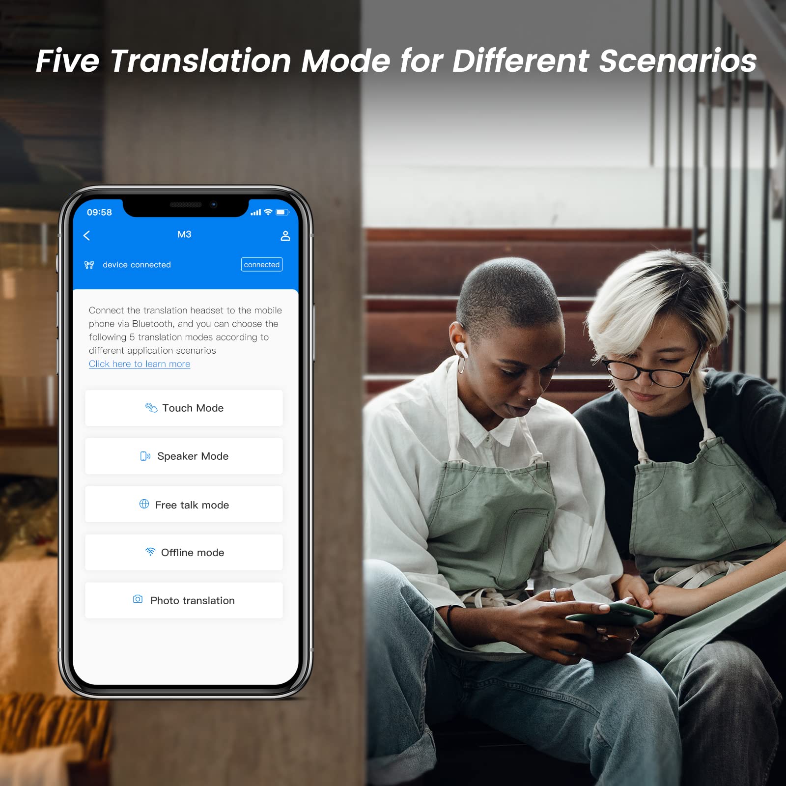 Wooask M3 Translator Earbuds For Voice Language Translation In 74 Languages And 70 Accents Quick Response With 97% High Accuracy