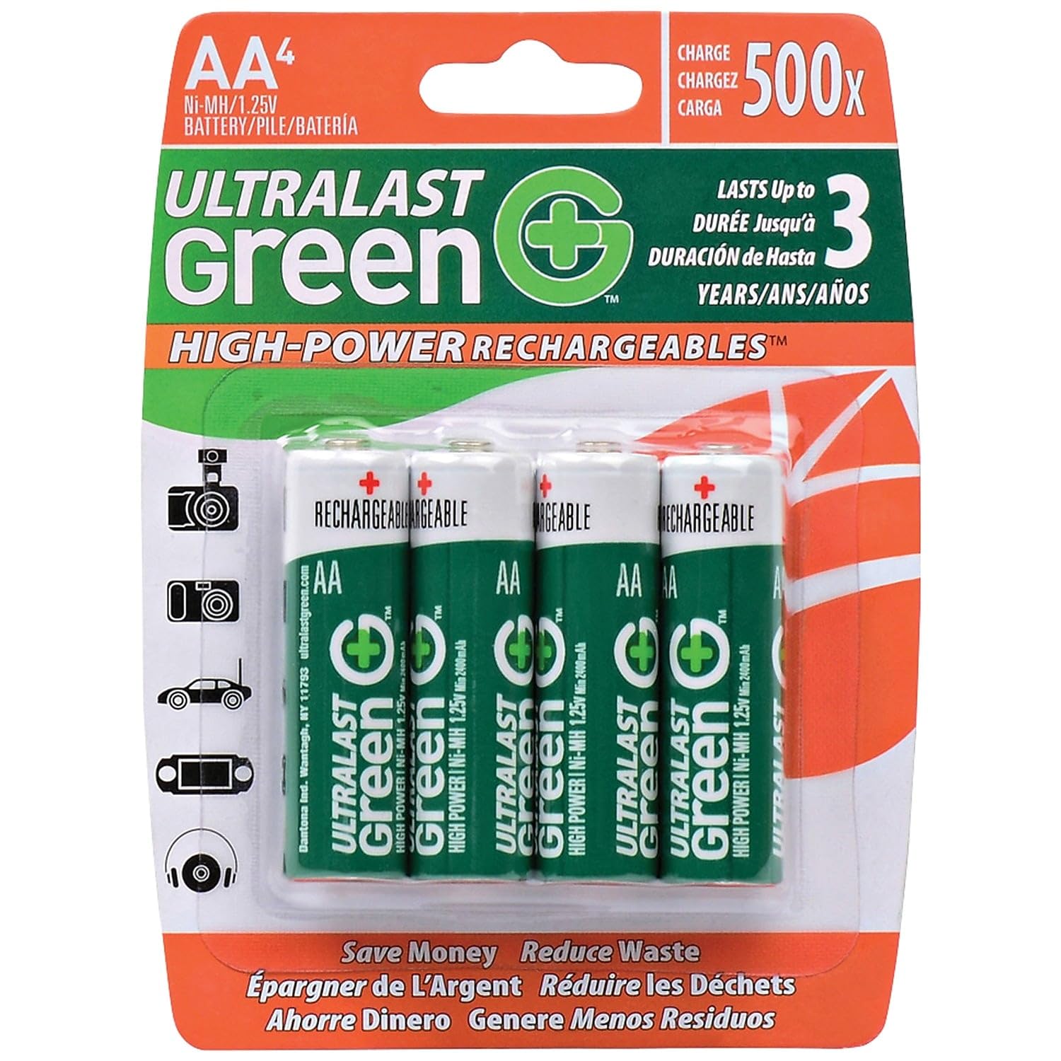 UltraLast Green High Power/Capacity NiMH 4-Pack AA.