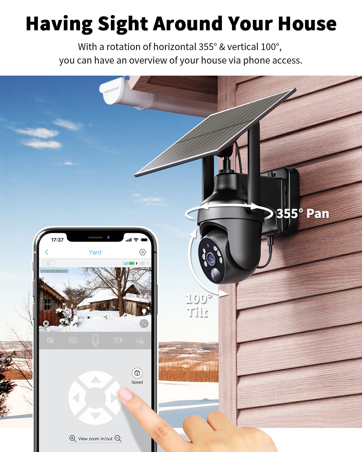Oculview 4G Lte Cellular Security Camera With Built In Sim Card, Unlimited Data Plan, 2K Live Video, Solar No Wifi Security Cam