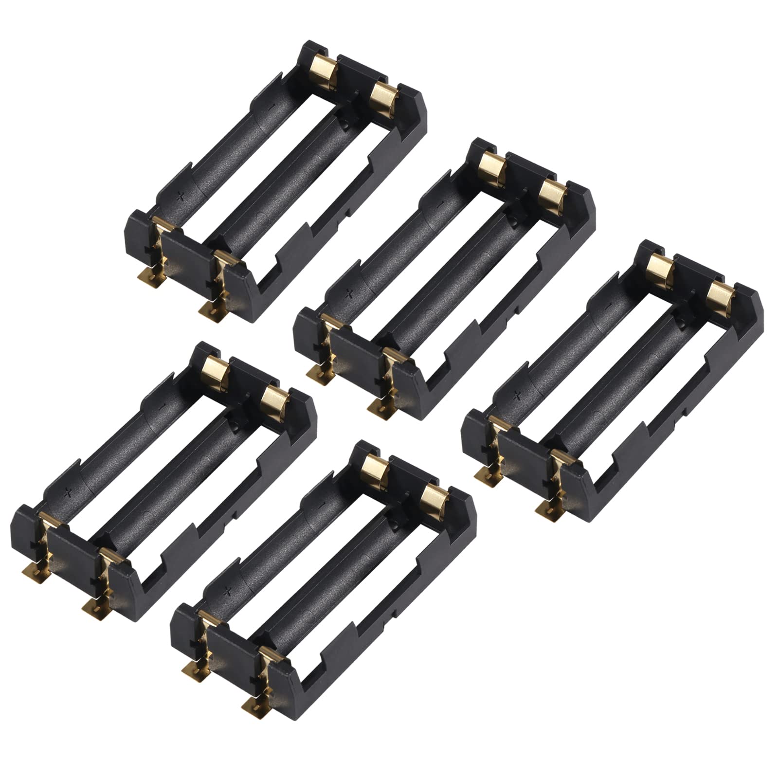 Aobao 5Pcs 18650 Battery Holder 2 Slot 3.7V 18650 Battery Clip Holder Box Storage Case With Soldering Pin Copper Contacts For 18